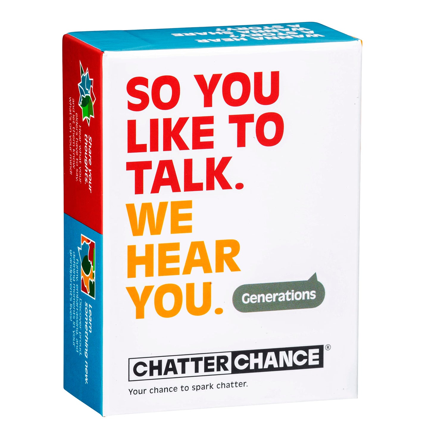CHATTER CHANCE Generations: Conversation Card Games - Family Fun Game Night for Kids and Adults w/Grandma & Grandpa - 80 Thought Provoking Questions