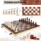 Demiwise 15 Inch Wooden Chess Sets,Chess & Checkers Set with 2 Extra Queens,Foldable Wooden Chess Set Board for Adults,Handmade Portable Chess Board
