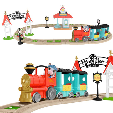 Honey Bee Acres Thistlestop Train Station, Complete Set with Miniature Doll Figure, 19 Pieces
