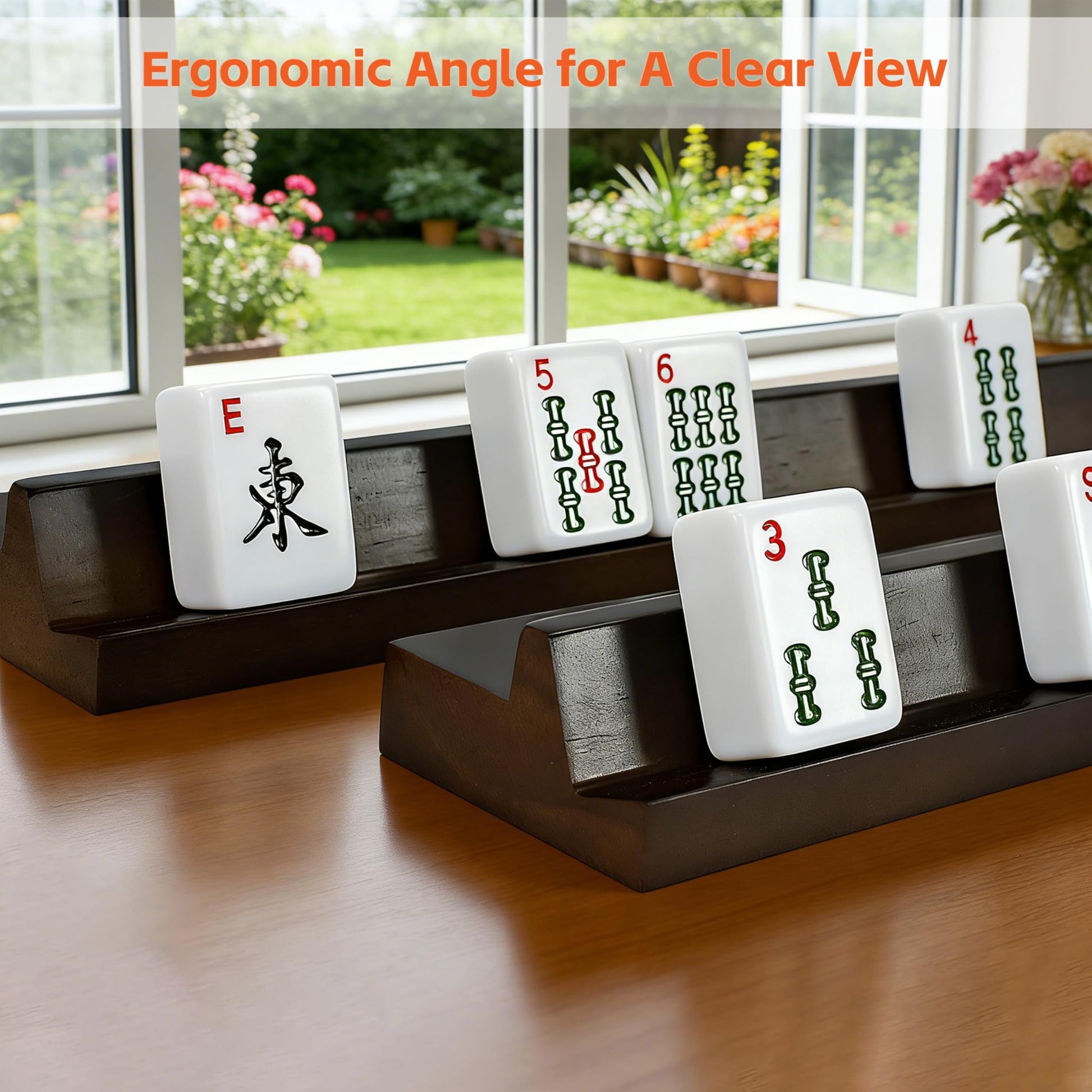 Vovotuzzi Wooden Mahjong Racks, 4 PCS Natural Wood Mahjong Tile Holders, Solid Wood Mahjong Game Holders, Sturdy Mahjong Tile Racks for Family Game