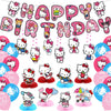 Hello Cat Birthday Party Decorations,Kitty Party Supply Set for Kids with Happy Birthday Banner, Swirls,Centerpieces,24 Balloons for Kitty Cat Party