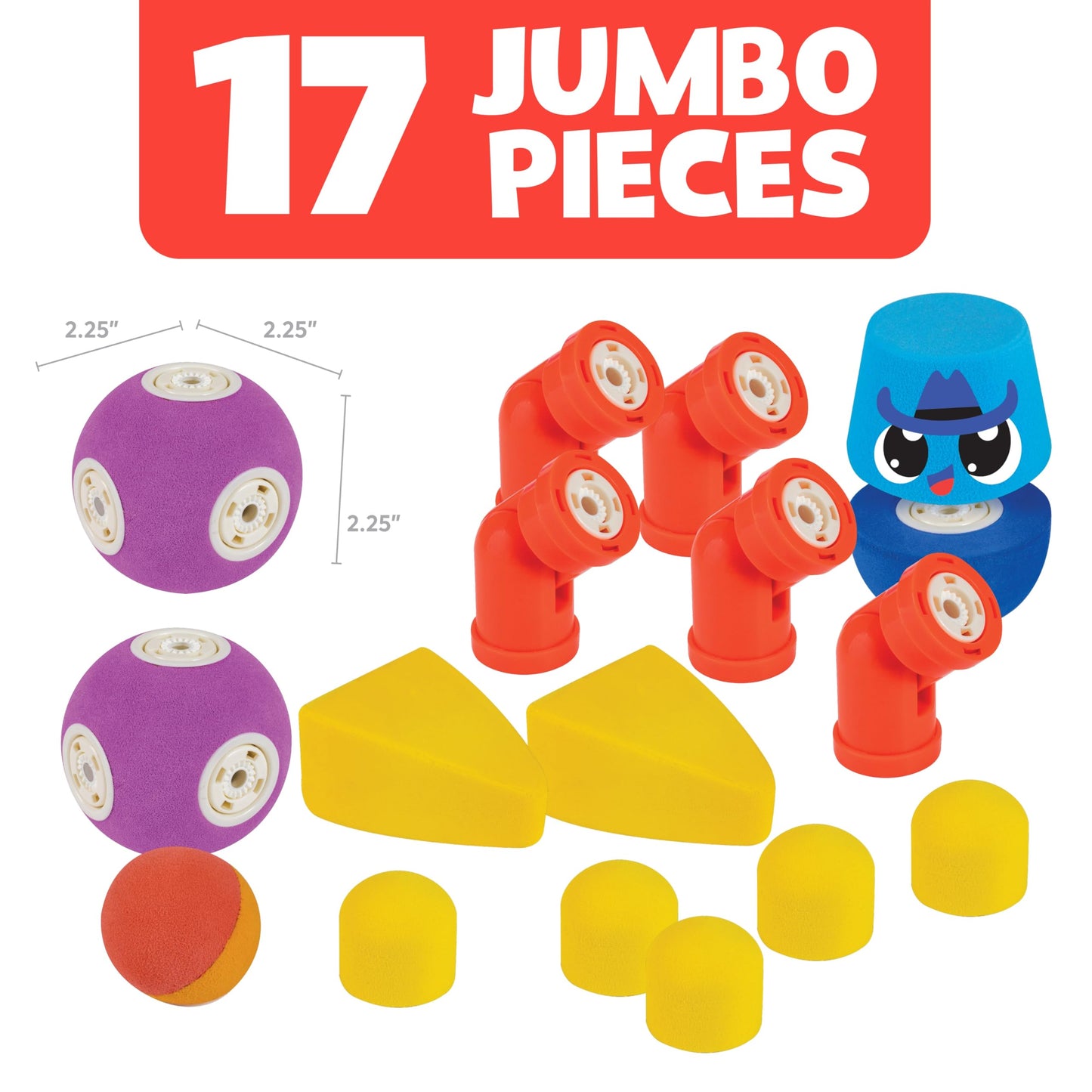 Blockaroo Magnetic Foam Building Blocks - 17-Piece Critter Set, Bath Toys for Toddlers, Preschool Toys, Bathtub Toys, Sensory Toys, Blocks