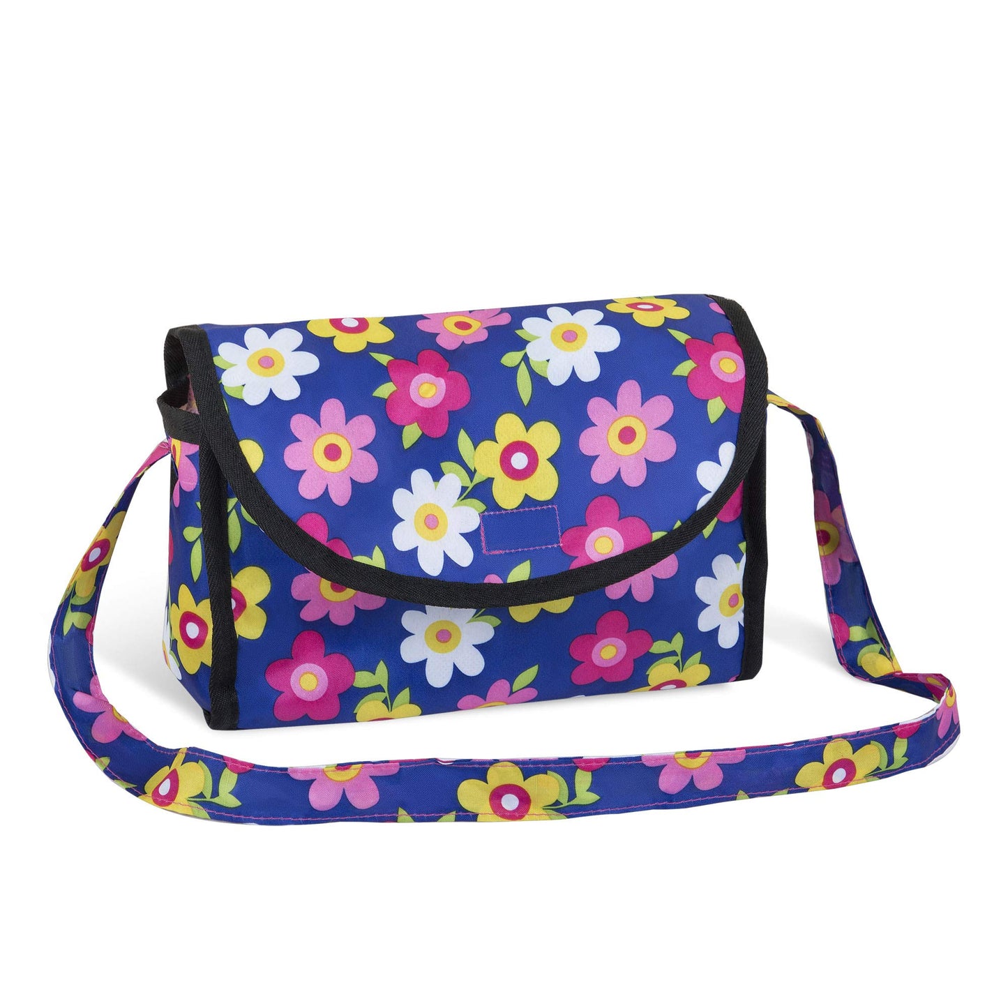 fash n kolor Baby Doll Double Stroller | Flower Design Easy Fold Double Stroller for Twin Dolls with Carriage Bag