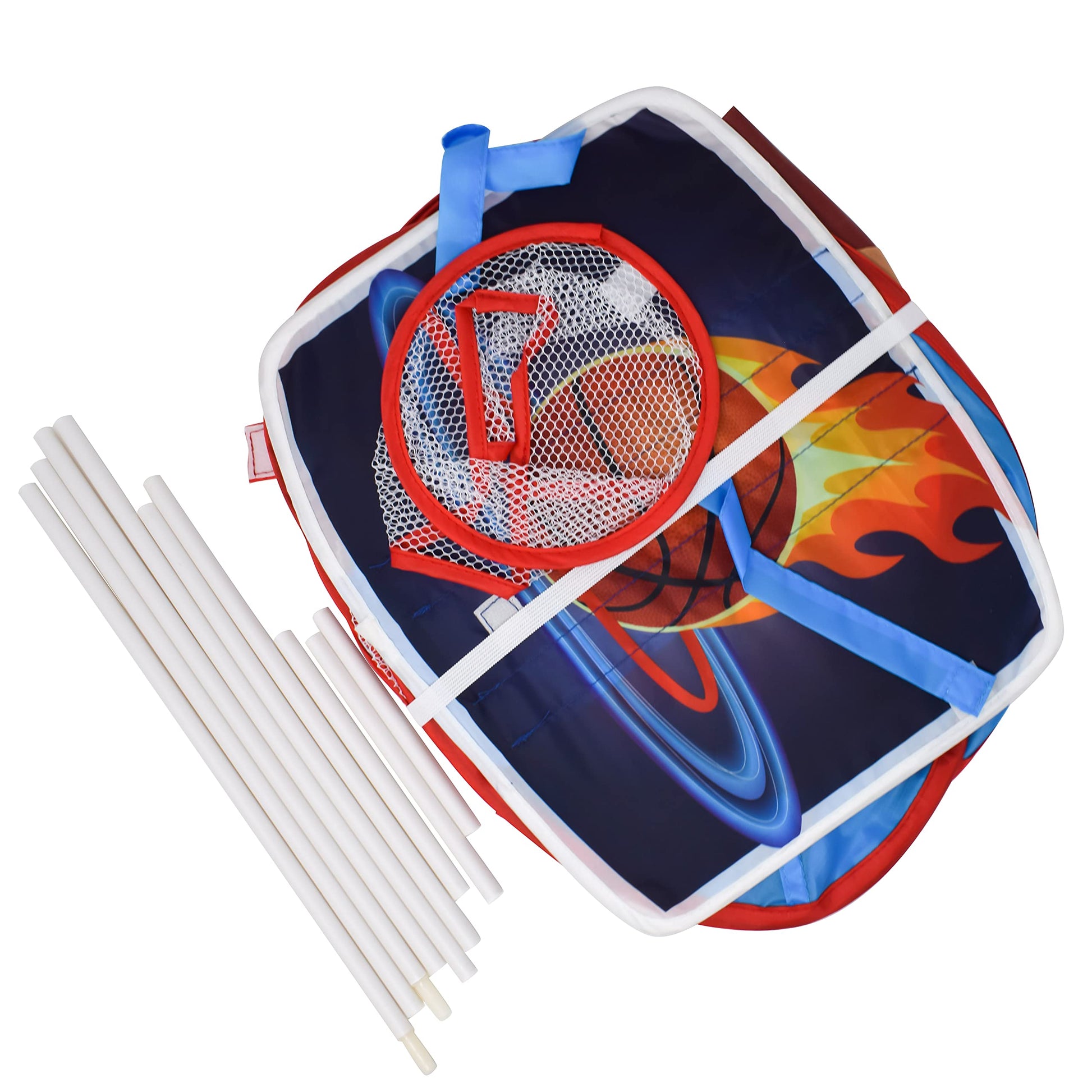 Large Basketball Sport Pop Up Ball Tent with Basketball Hoop and 20 Soft Balls for Toddler Kids, Folds for Easy Storage