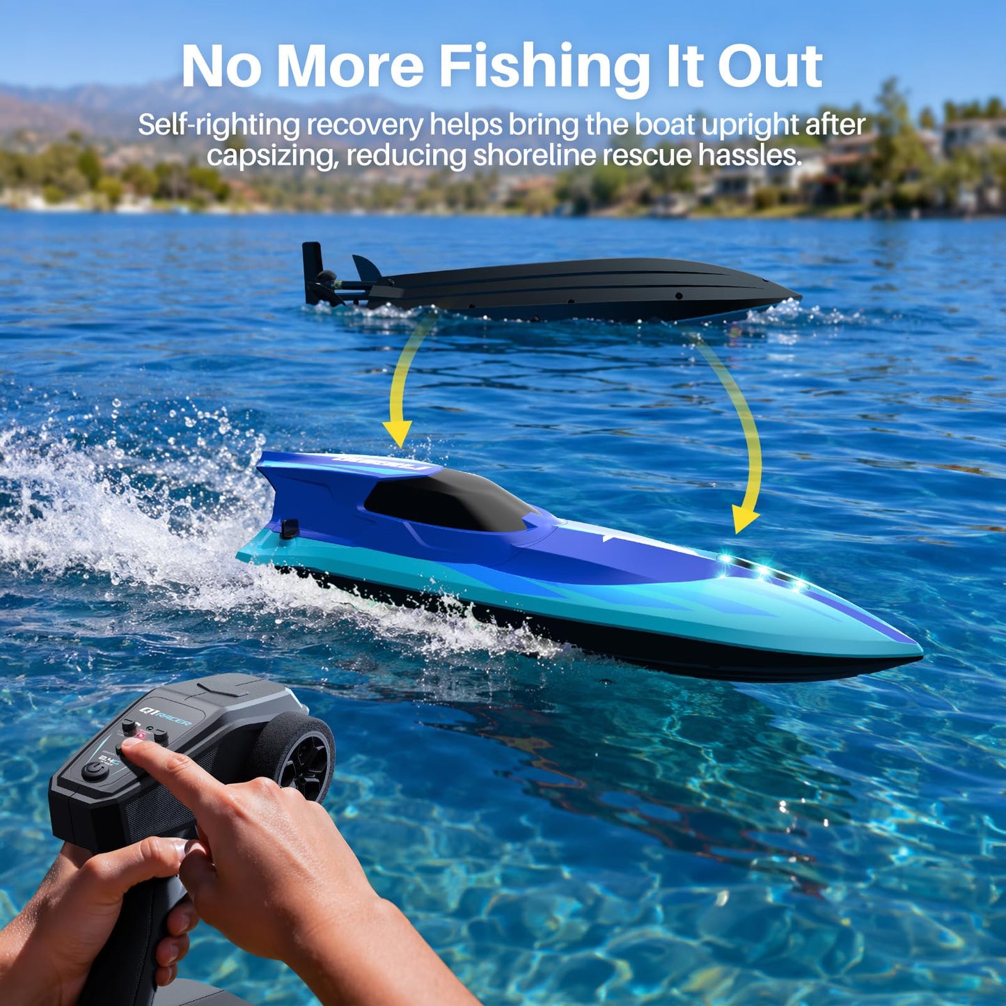 Geyiie Brushless RC Boat for Adults & Teens, 35+ KPH, Self-Righting