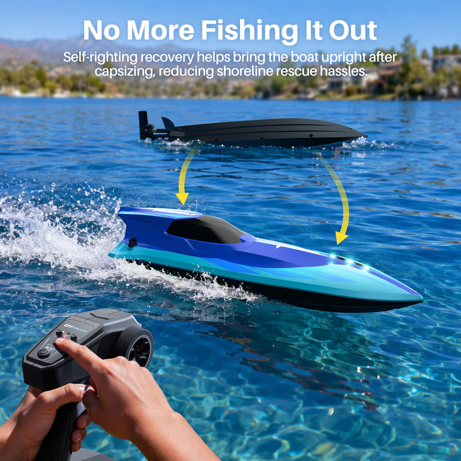 Geyiie Brushless RC Boat for Adults & Teens, 35+ KPH, Self-Righting