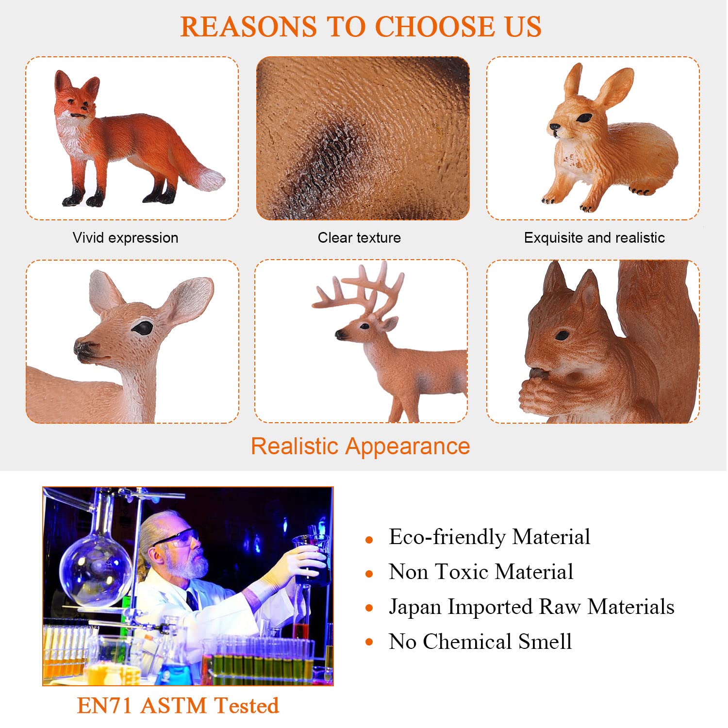 JOKFEICE Animal Figures 6pcs Plastic Woodland Animals Action Model for Science Project, Learning Educational Toys, Birthday Gift, Cake Topper for Kids