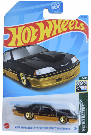 Hot Wheels Matt and Debbie Hay's 1988 Pro Street Thunerbird, Retro Racers 5/10 [Black/Gold] 56/250