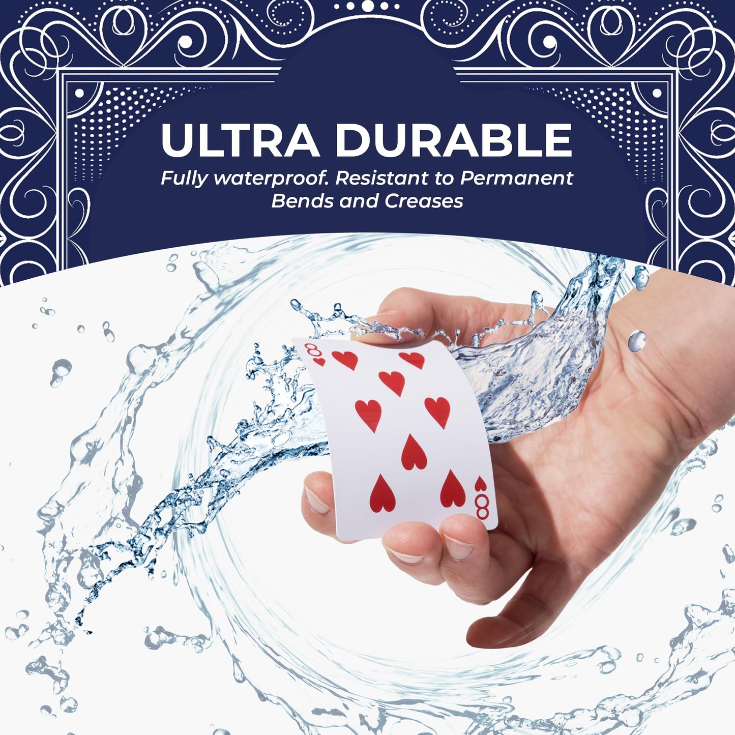 Weighted Heavy Deck of Cards Ideal for Outdoors | Wind-Resistant Waterproof Playing Cards | Thick Plastic Protected Poker Cards (Midnight Blue)