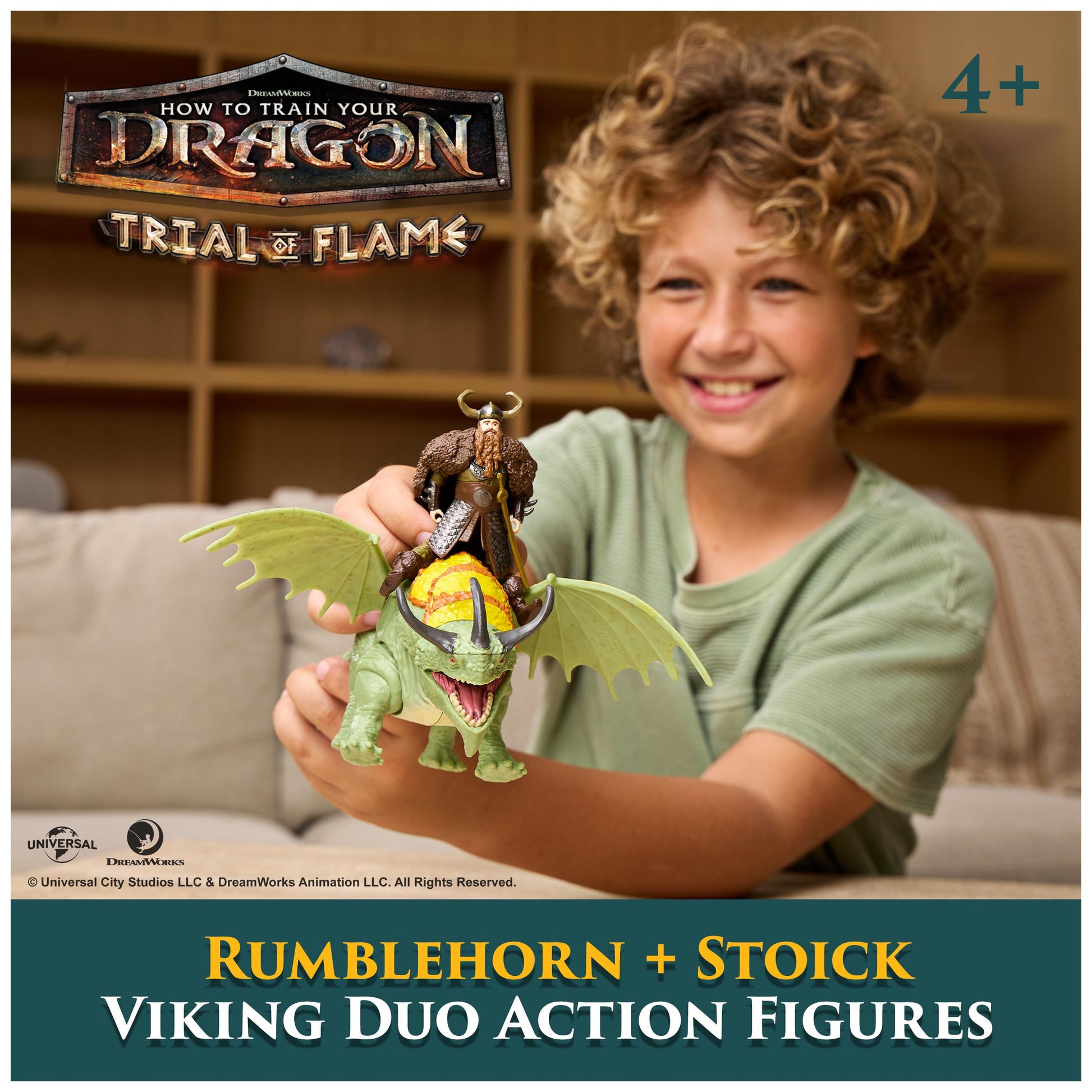 DreamWorks Dragons Rumblehorn & Stoick Action Figures Viking Rider Duo
