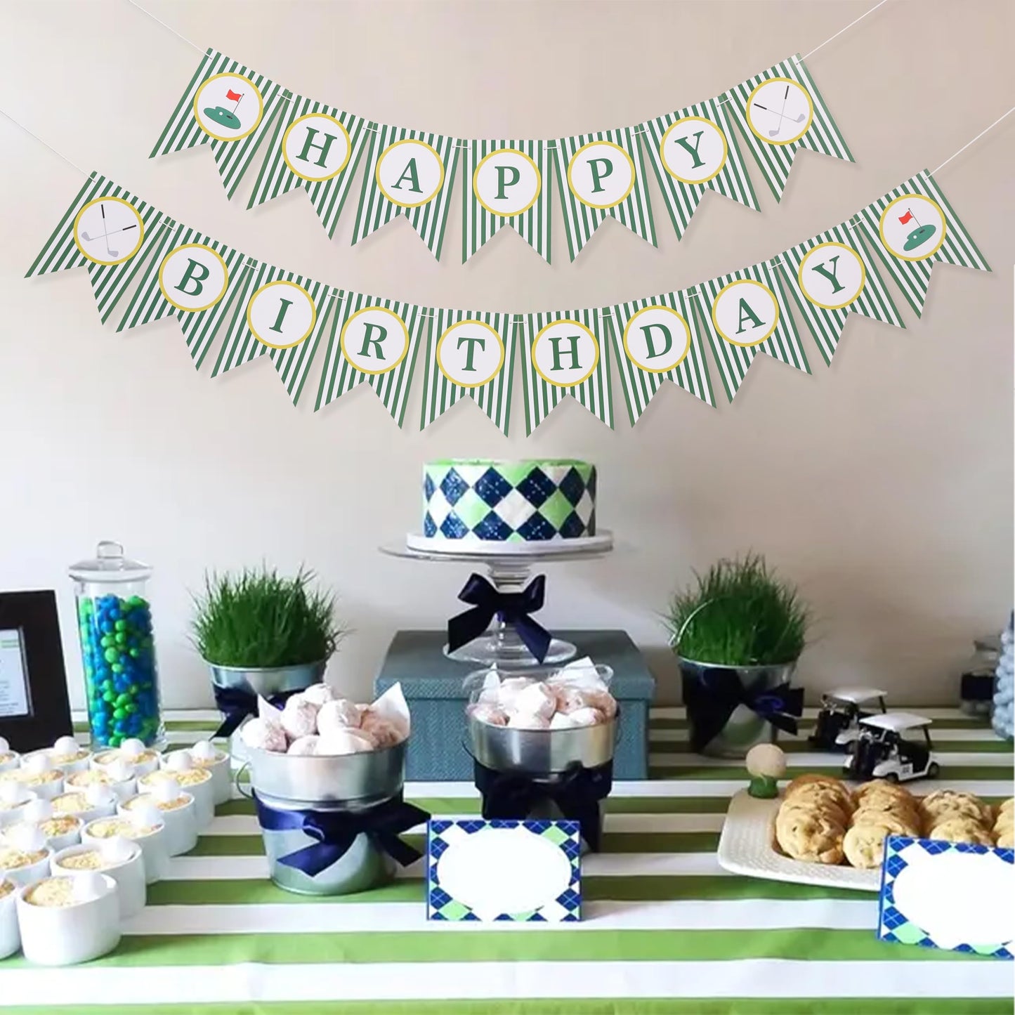 Golf Happy Birthday Banner - Golf 1st/First Year Party Decoration,Hole In One Party Banner,Hole In One First Year Banner (banner-3)