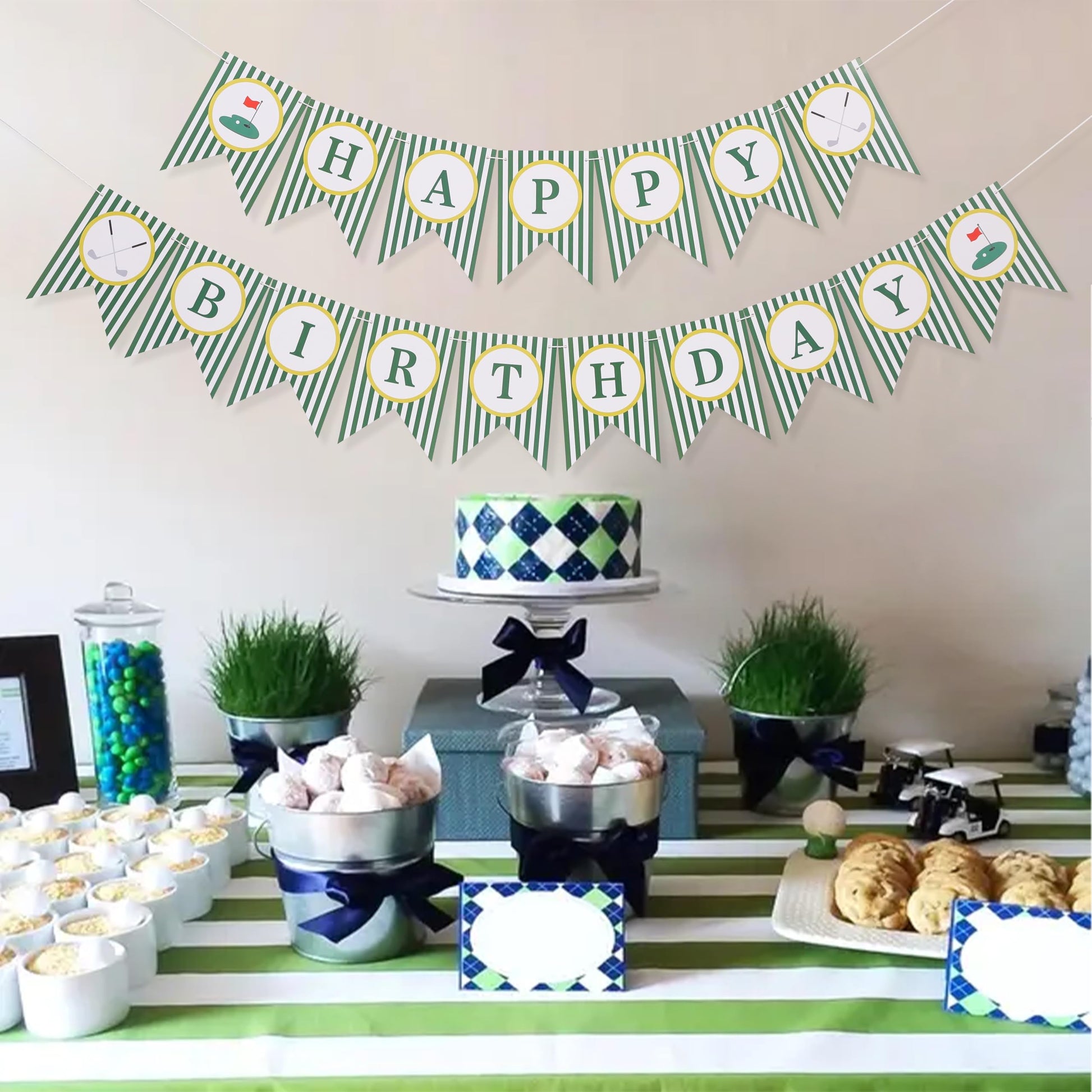 Golf Happy Birthday Banner - Golf 1st/First Year Party Decoration,Hole In One Party Banner,Hole In One First Year Banner (banner-3)