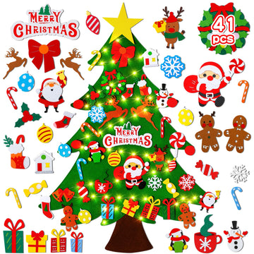 Max Fun DIY Felt Christmas Tree Set 3.2Ft with 41 Ornaments for Kids Toddlers Home Wall Hanging Felt Christmas Craft Kits Xmas Decoration Party
