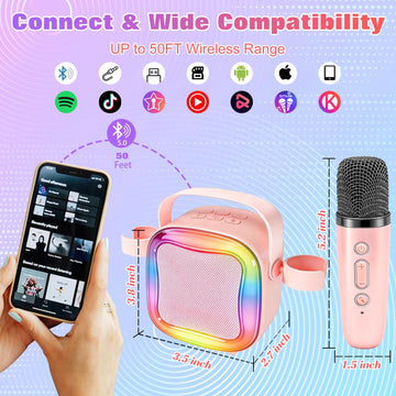Portable Karaoke Machine for Kids: Children Toys Girls Ages 3-12 Gift(Pink)