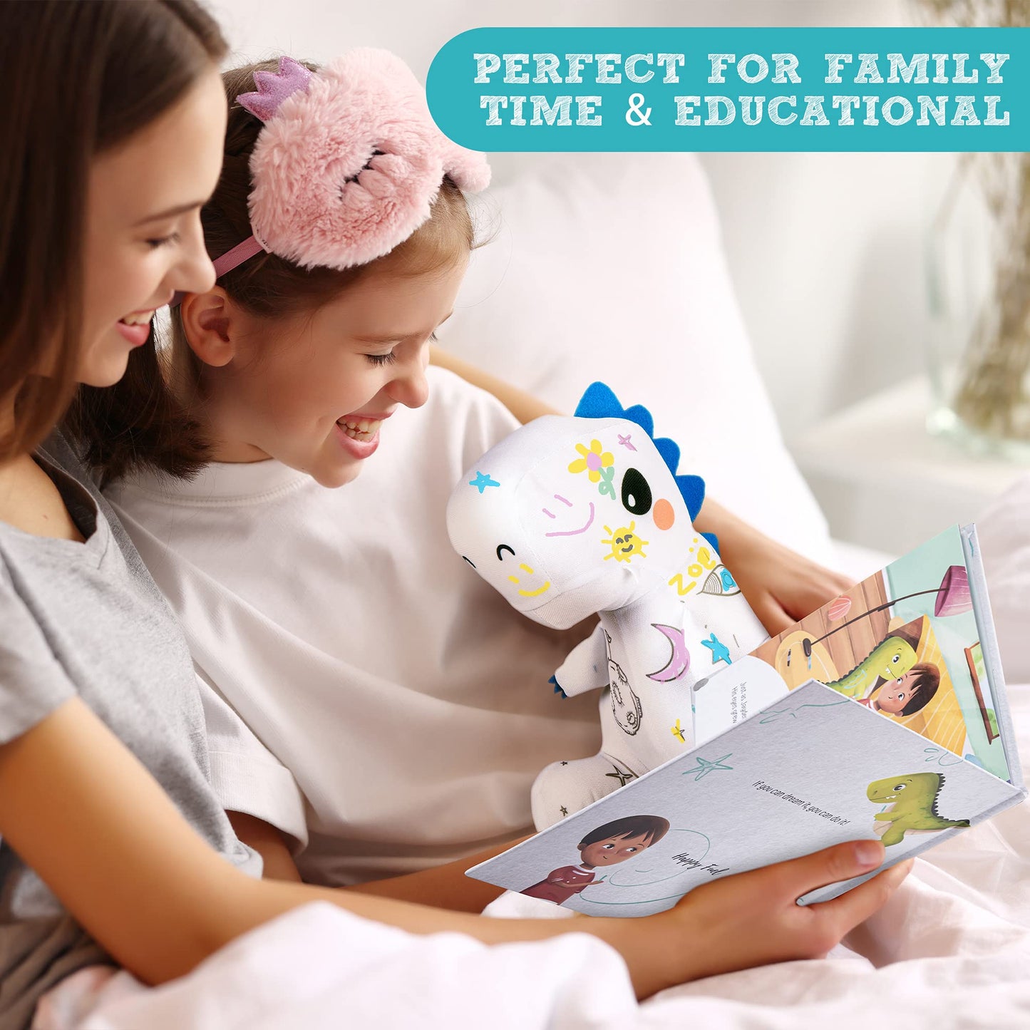 T-Rex Plush Dinosaur Coloring Book Gift Set, Arts and Crafts Soft DIY Washable Dino Doodle Doll Stuffed Animal Toy, Painting Craft Kit Toys, Play