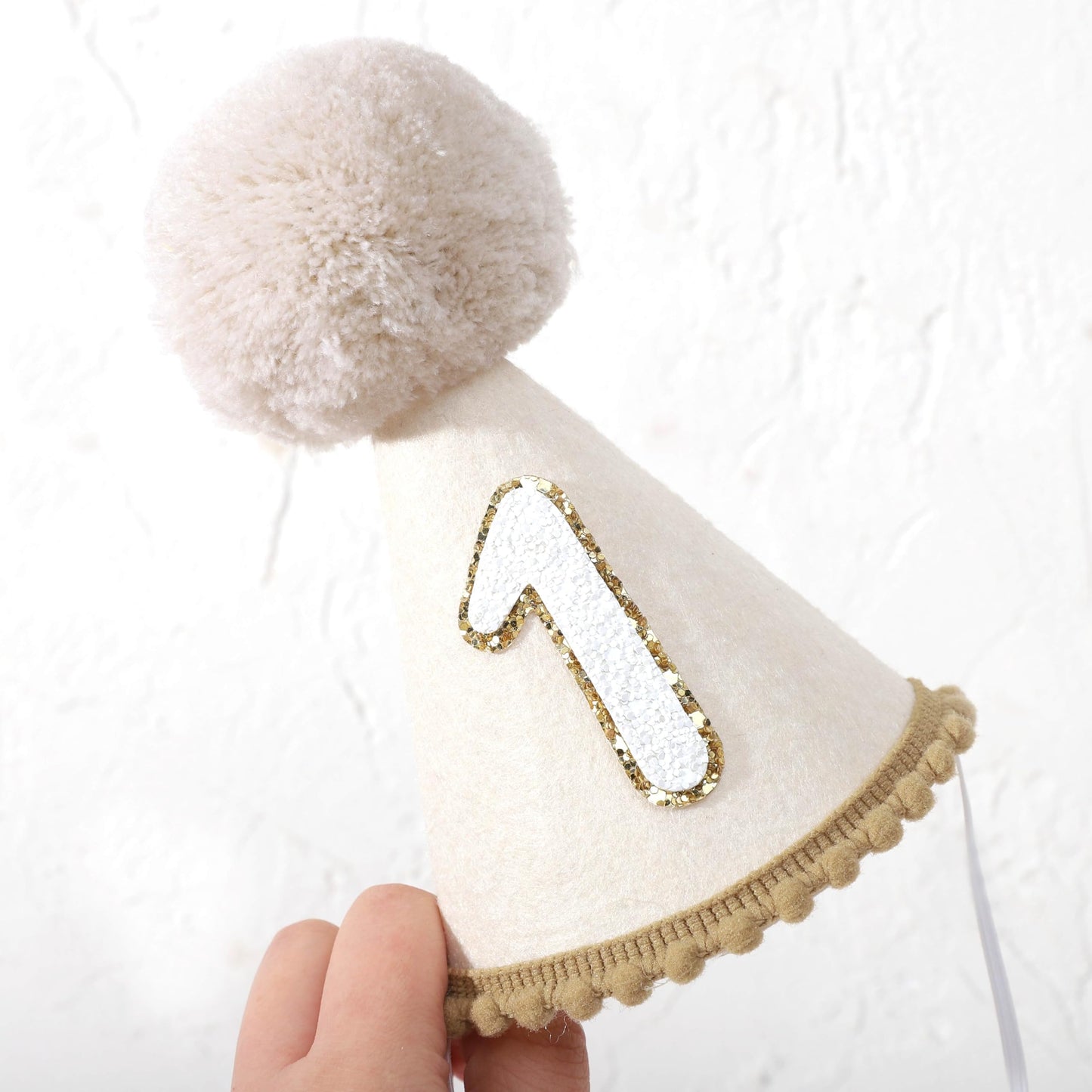 MAMUXI Linen 1st Birthday Hat for Boys, Beige Felt Party Decorations