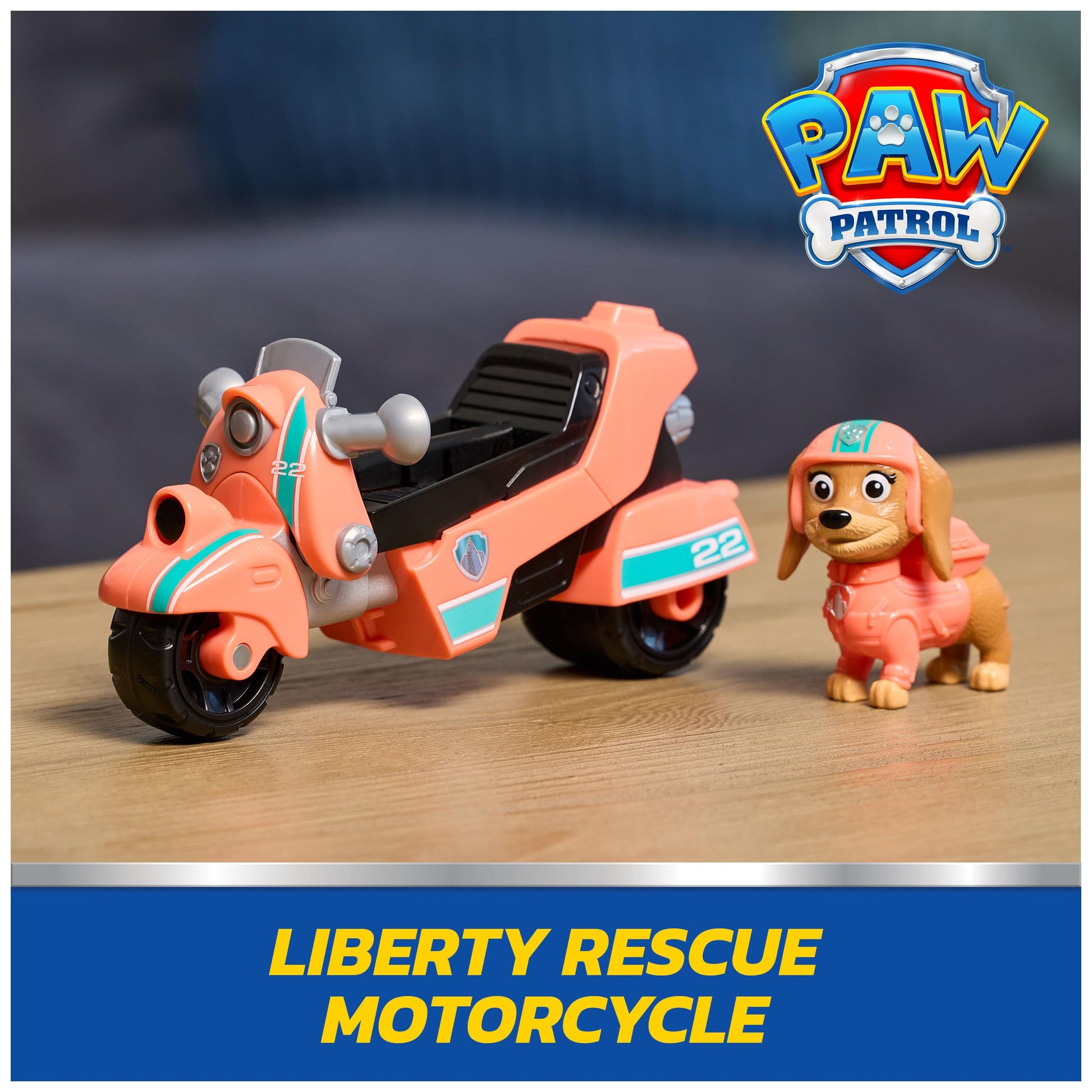 PAW Patrol - Liberty's Rescue Motorcycle with Toy Figure (Basic Vehicle), Authentic Details, Toy Motorcycle for Children from 3 Years