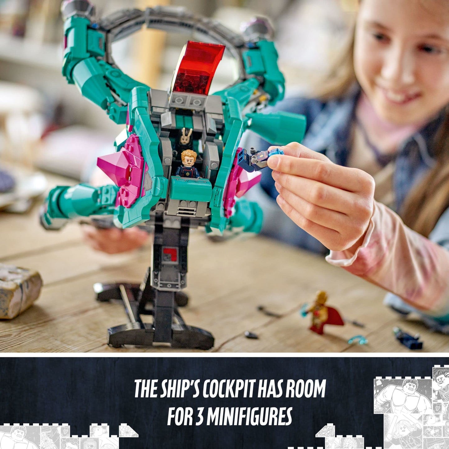 LEGO Marvel The New Guardians’ Ship 76255, Spaceship Building Toy with 5 Minifigures, Collectible Model from Guardians of The Galaxy 3, Displayable