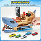 DUKVSG Shark Pirate Ship Toy Car Playset with Biting Jaws, 8 Race Cars, Launching Anchor and Turret, Great Play Shark Corsair & Race Cars, Birthday
