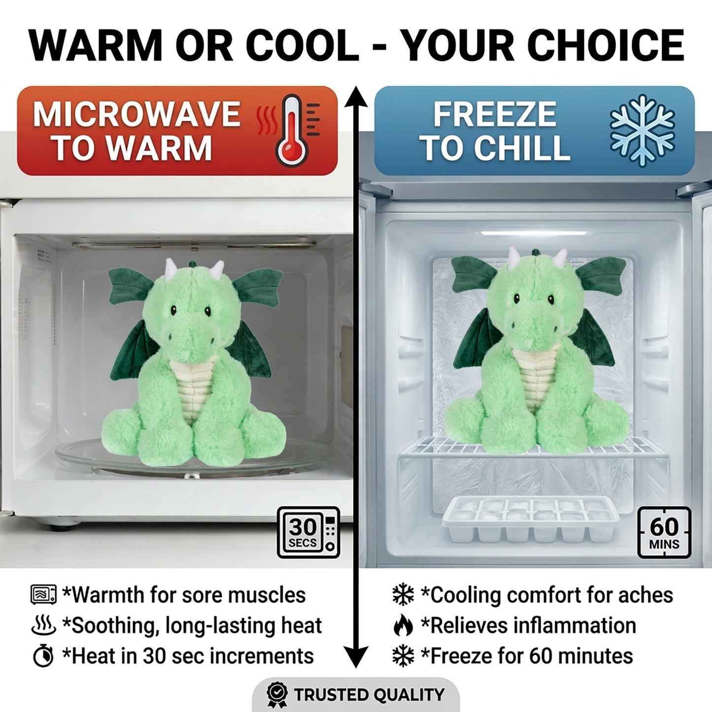 Daniel Dragon - Microwavable & Weighted Plush Stuffed Animal - Heated Plushie for Warmth - Cute, Soft, Cozy Toy for Adults & Children (Boys, Girls