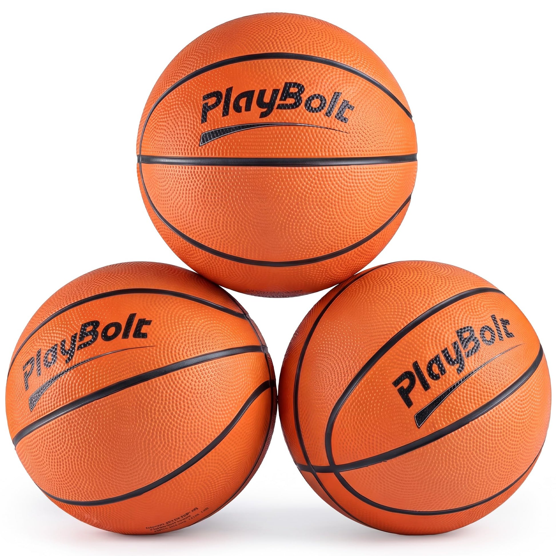 7-Inch Mini Basketballs Size 3 (3-Pack) Rubber w/ Hand Pump for Mini Hoops