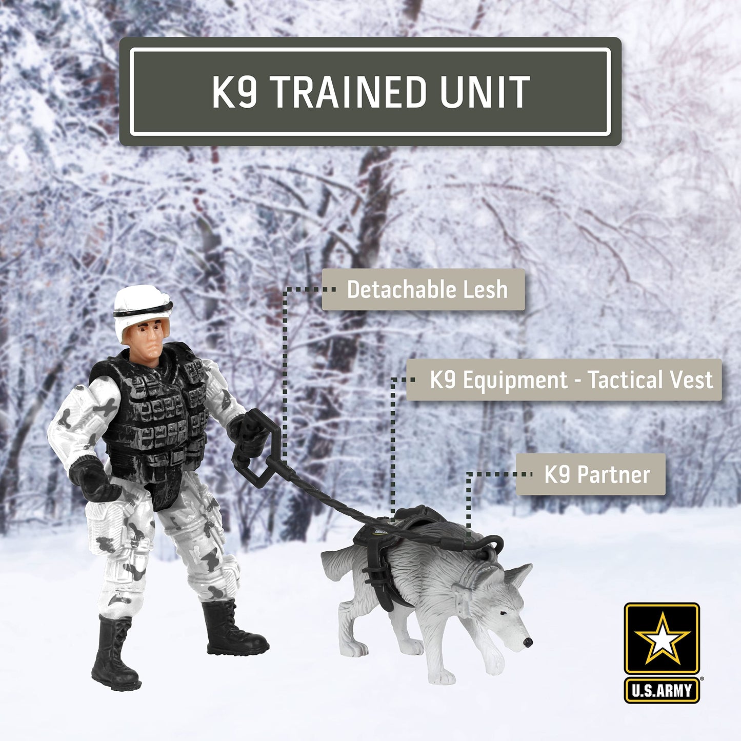 Lollipop United States Army Action Figures & Kids Snowmobile Military Toys Set w/ Snow Mobile, Soldier, Weaponry & Play Vehicle Accessories, 3+