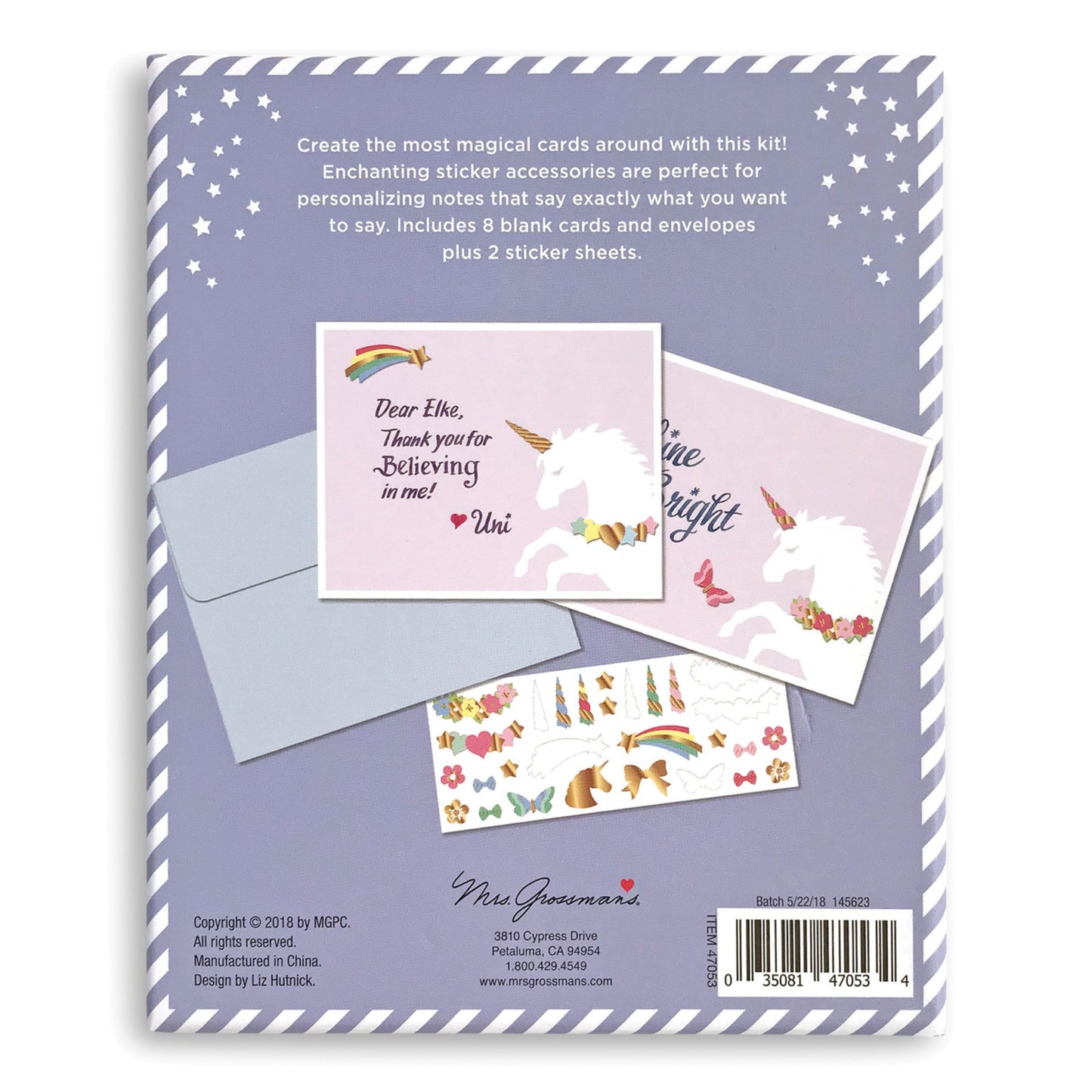 Mrs. Grossman's Design Your Own Sticker Notecards Card Making Kit - includes 8 Cards, Envelopes, and Classic Stickers - Create DIY Thank You