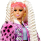 Barbie Extra Doll & Accessories with Extra-Long Crimped Pigtails in Pink Sparkly Varsity Jacket with Pet Teddy Bear