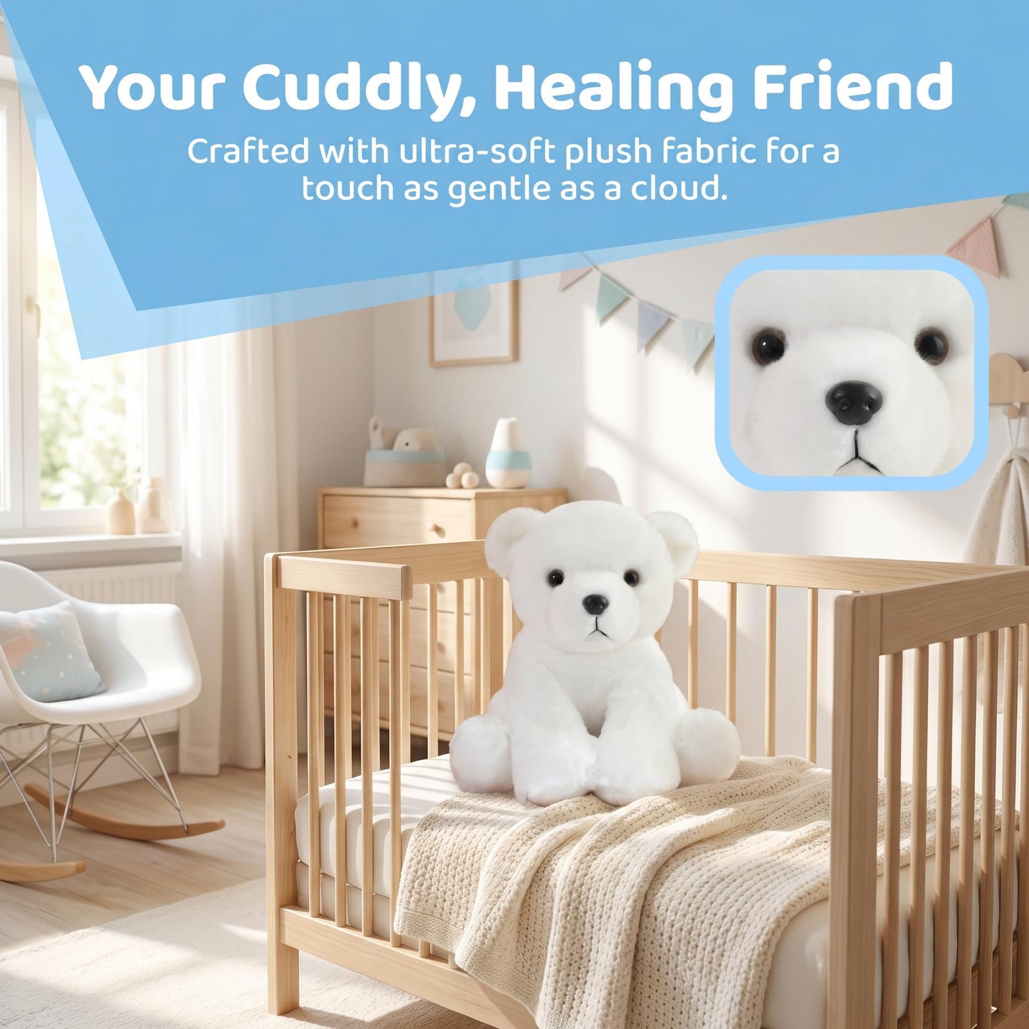 Sibupue Polar Bear Stuffed Animals Soft Plush Cute Doll for Boys Girls 8in (beijixiong zuokuan)