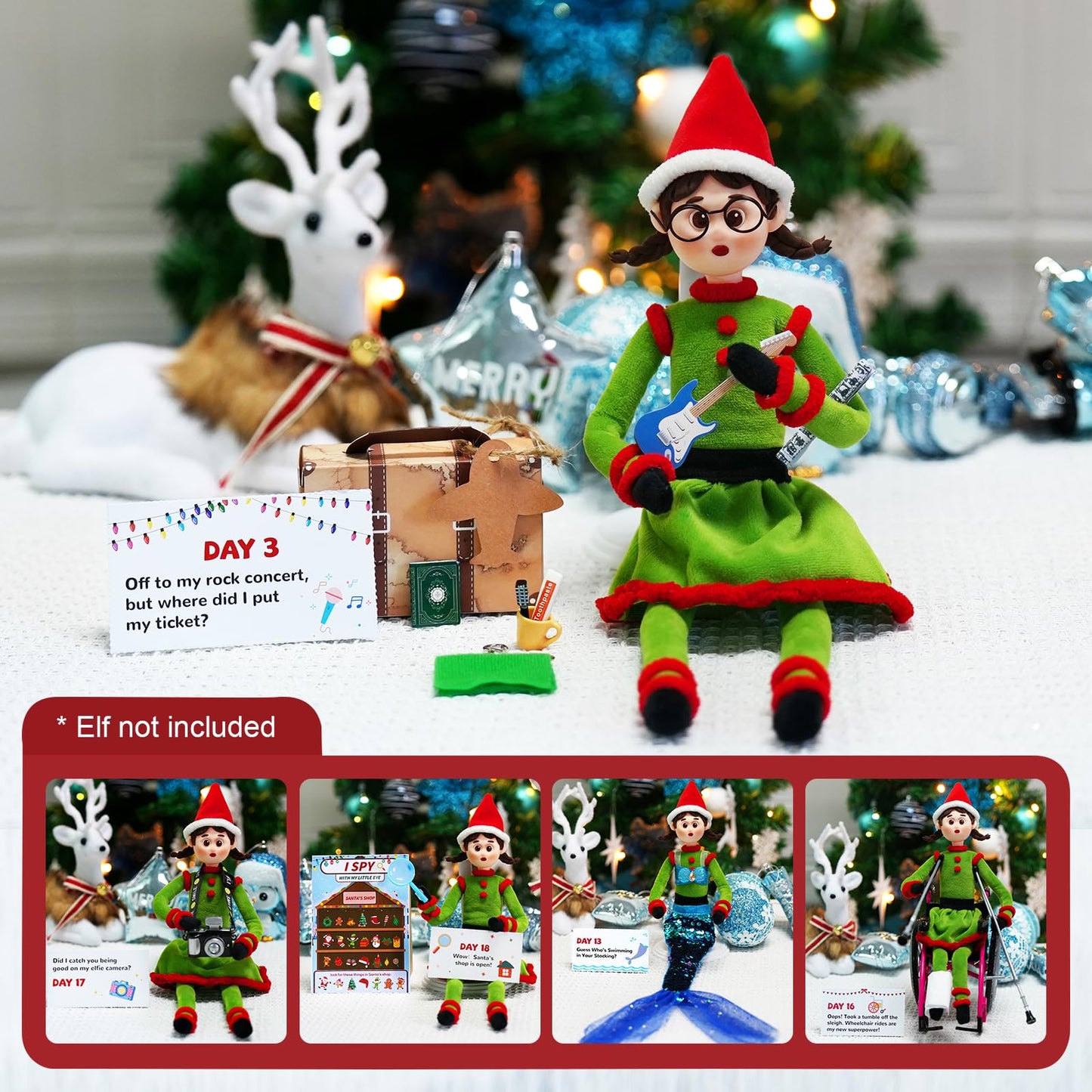 Thalassynix Elf Kit Activity Accessories of Christmas 24 Days Interactive Daily Props from Elf of 2025 Surprise Gift & Ideas Kits for Christmas