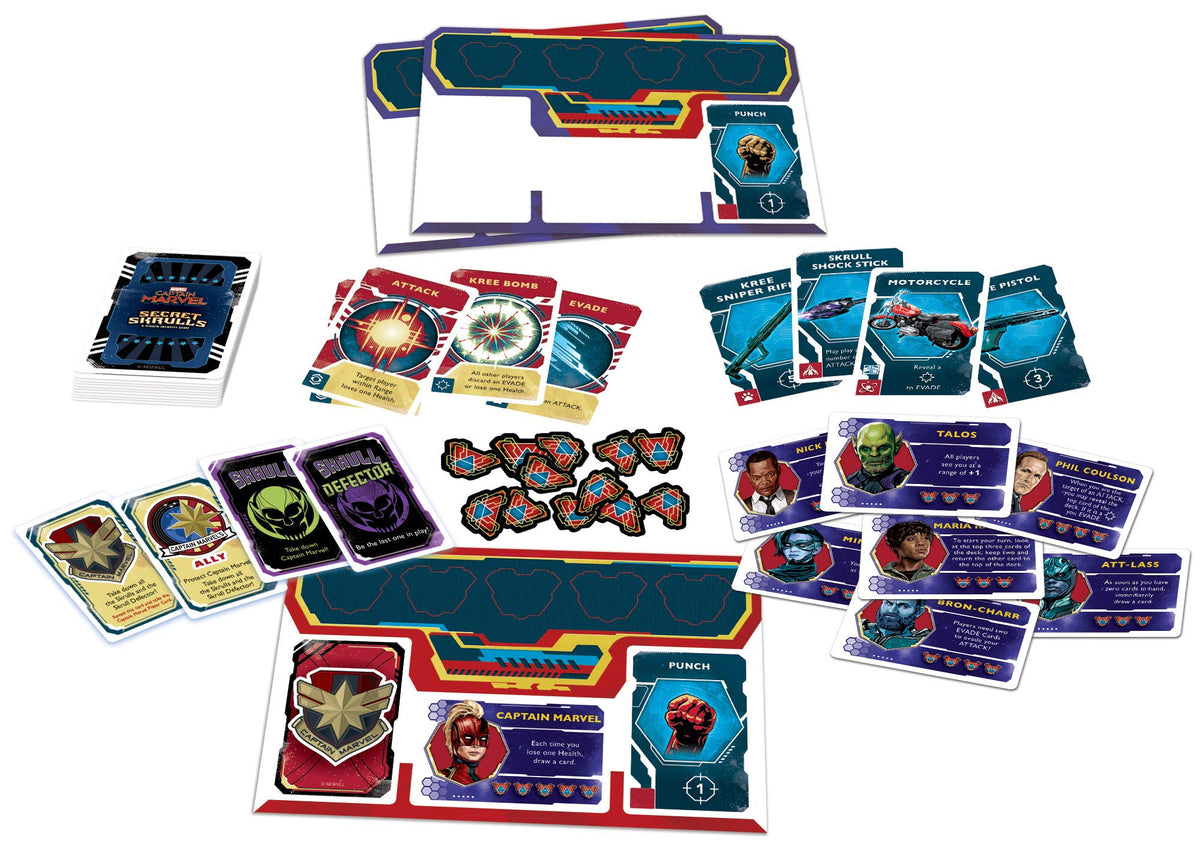 USAOPOLY Captain Marvel: Secret Skrulls Card Game | Hidden Identity Game Featuring Marvel Universe Characters | Officially Licensed Avengers Captain