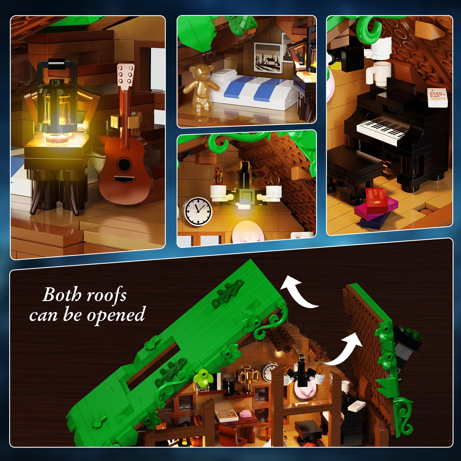 Folk Cabin Building Set, Folk House Compatible with Lego Forest Cabin House Building Creative Collection Toys, Mysterious Cabin Model,Christmas