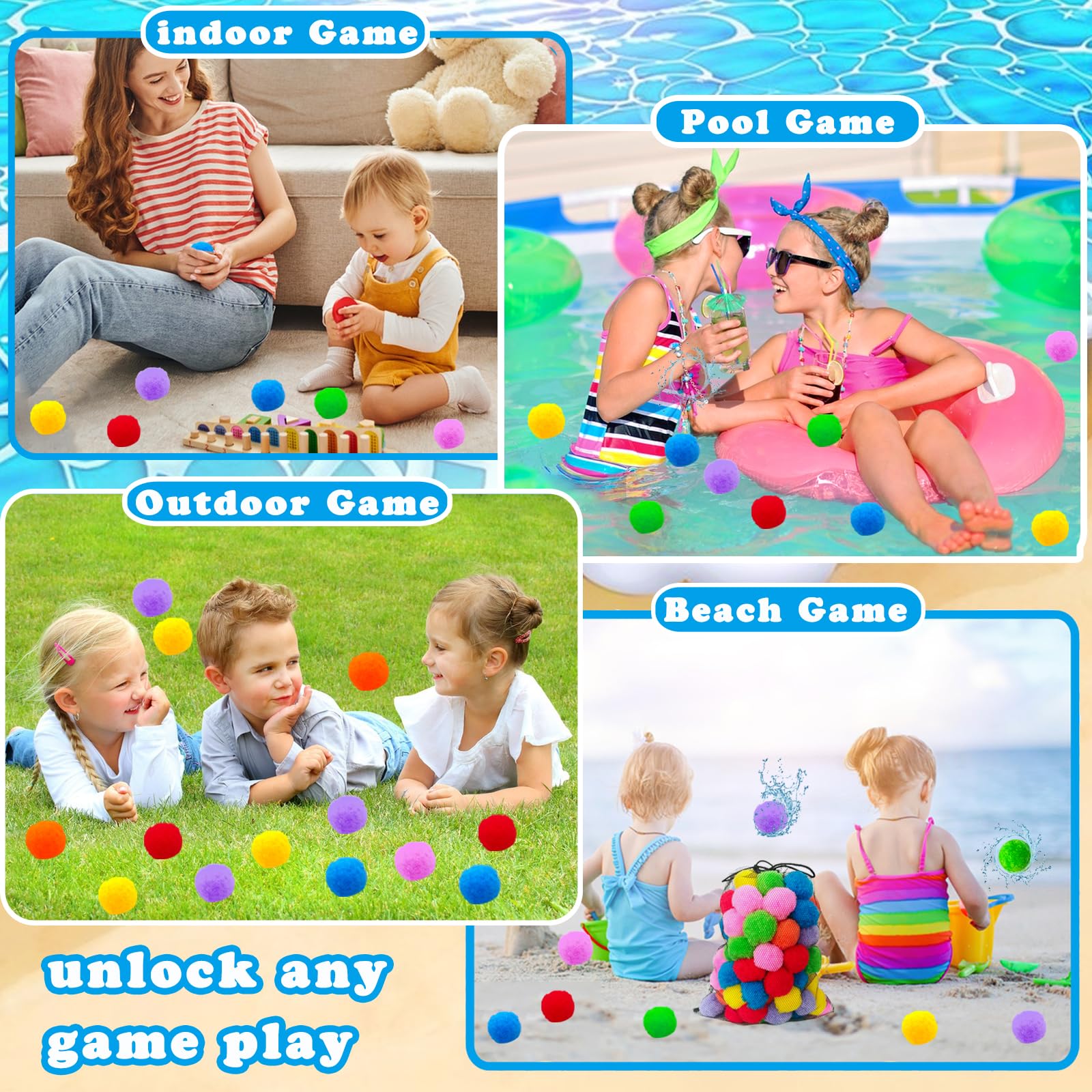 100PCS Reusable Water Splash Balls,Soft Soaker Balloons Fake Snowballs for Kids Outdoor Water Fight Games,Pool Backyard Fun with 1 Mesh Bag