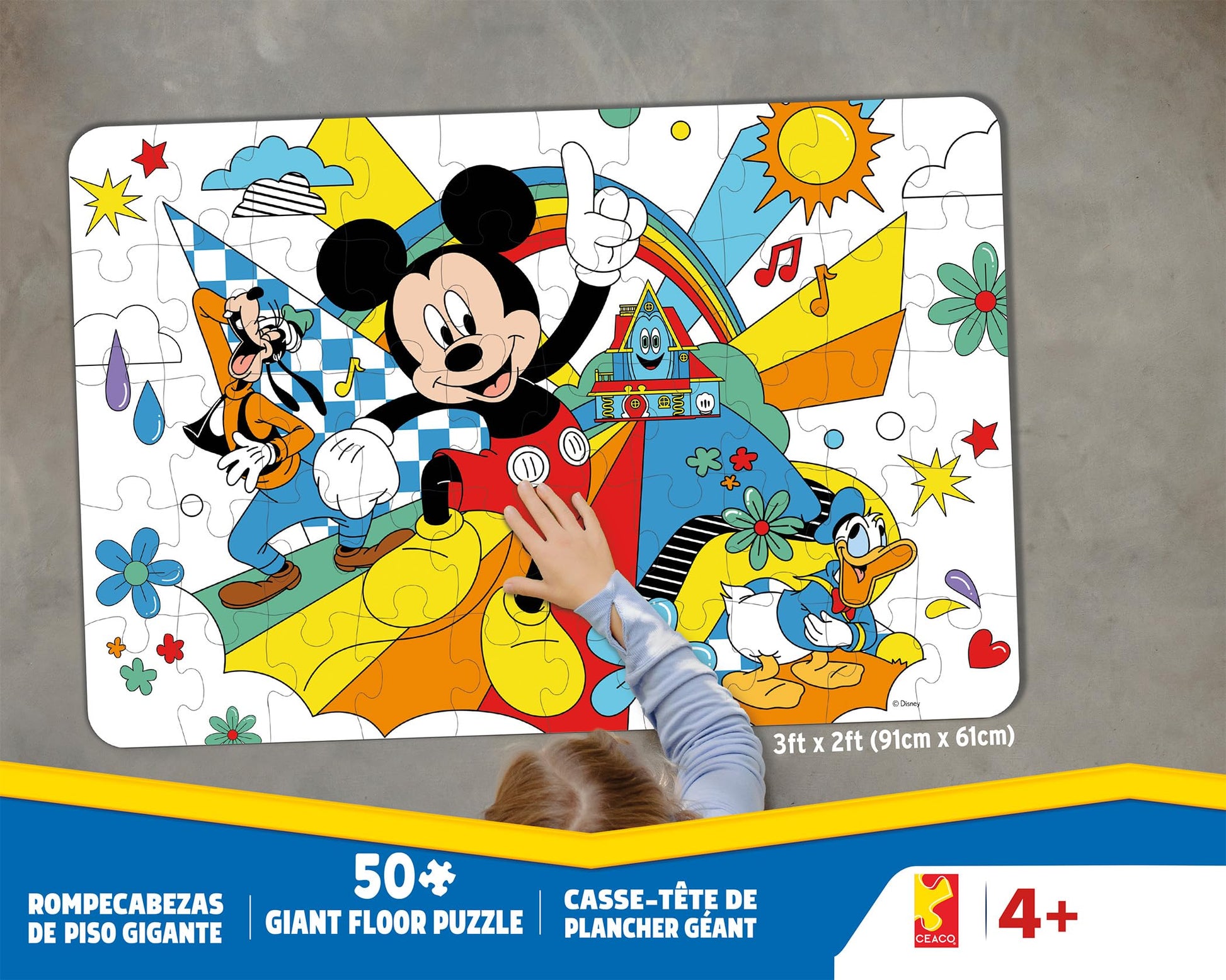 Ceaco Disney Clubhouse 50 PC Floor Puzzle - Family Fun Extra Large Jigsaw - Finished Size is 3' x 2'