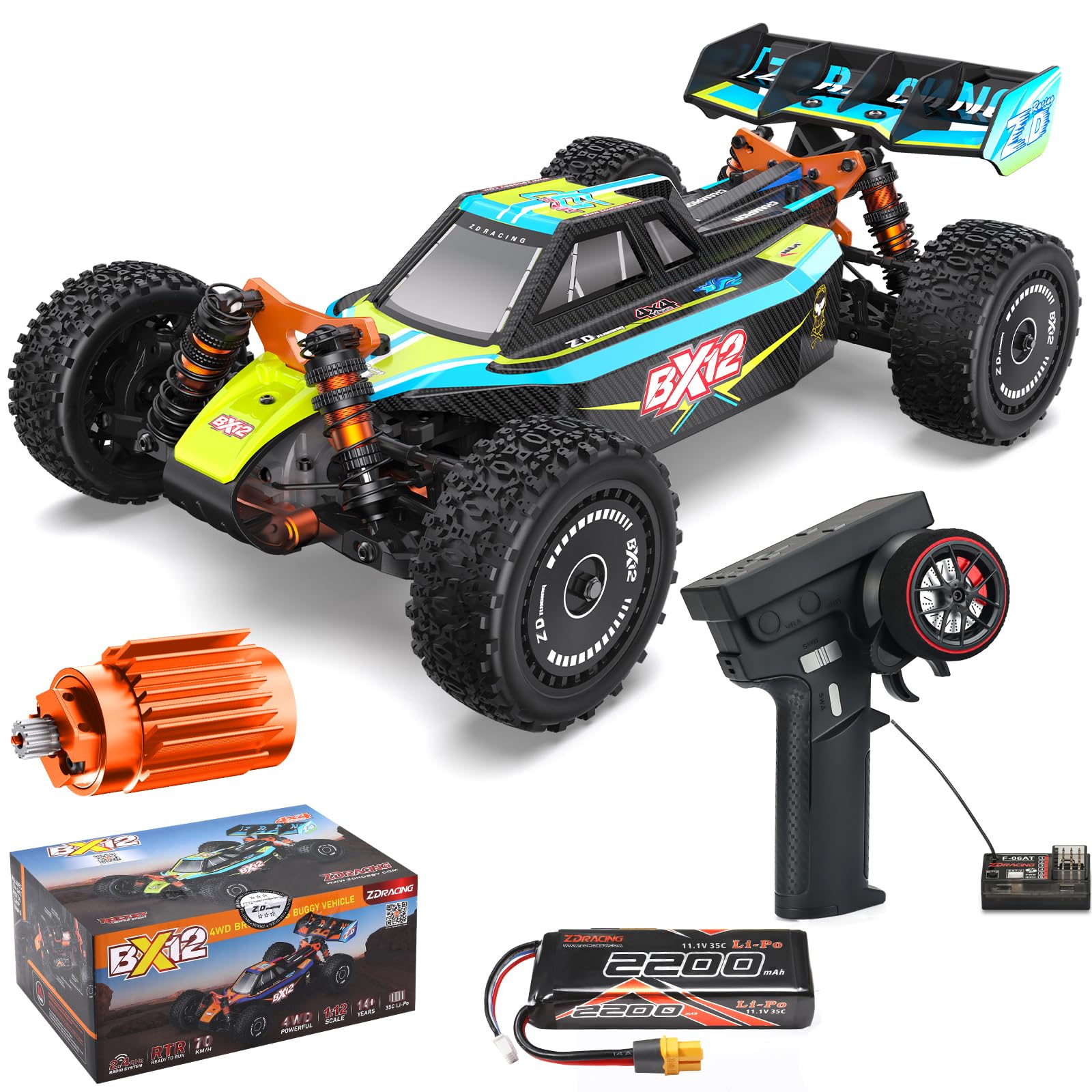 AINIUNIU ZD Racing 1:12 Brushless Fast Rc Cars for Adults Fast 42 MPH,Off Road Rc Car 4X4,Remote Control Car for Adults 4WD High Speed Racing RC Buggy