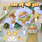 48 Pcs Winnie Baby Shower Cupcake Toppers for Classic Birthday Party Supplies Cute Winnie Cake Topper for Baby Shower Decorations