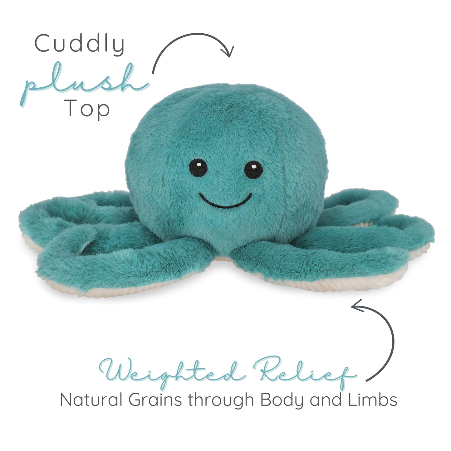 Octopus - Microwavable & Weighted Plush Stuffed Animal - Heated Plushie for Warmth - Cute, Soft, Cozy Toy for Adults & Children (Boys, Girls