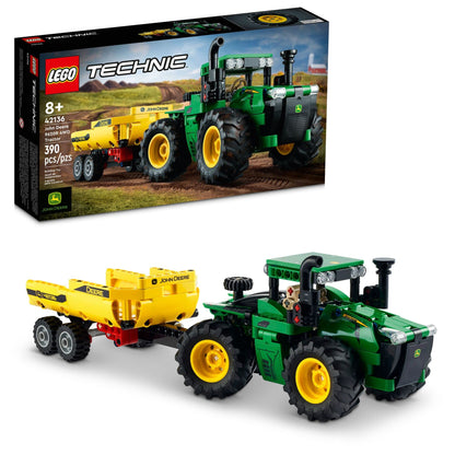 LEGO Technic John Deere 9620R 4WD Tractor Toy 42136 Building Toy - Collectible Model with Trailer, Featuring Realistic Details, Construction Farm Toy