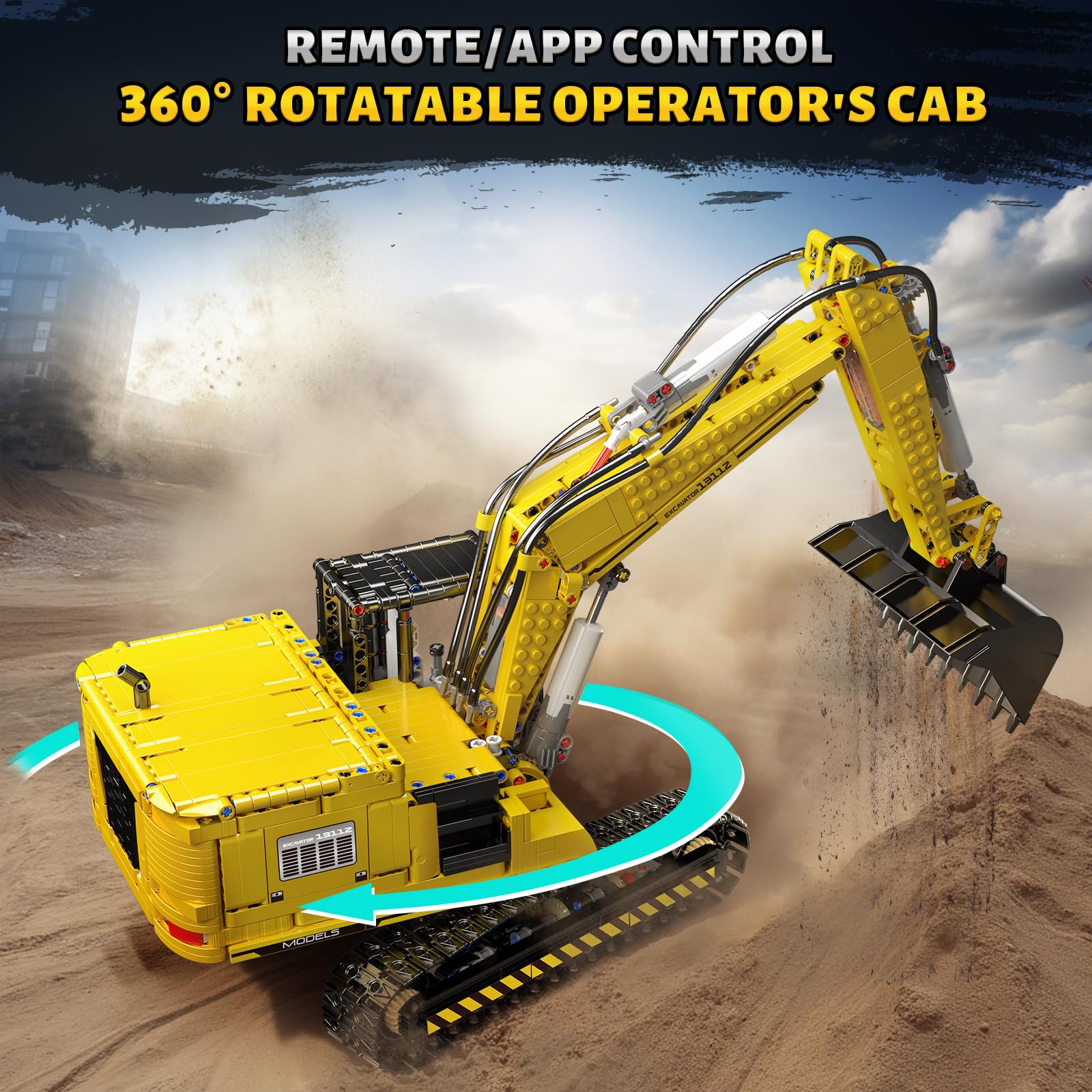 Mould King 13112 Upgraded RC Excavator Building Sets, 2169+ Pieces Building Model Kits, App Remote Control Construction Truck Excavator Science Kits