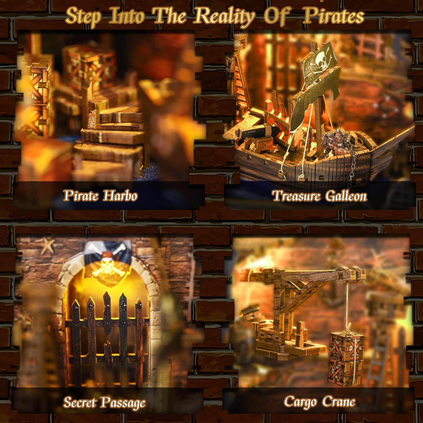 Pirate Book Nook Kit - DIY Miniature House Kit for Adults, Teens, Dollhouse Booknook Bookshelf Insert Decor with LED Light, 3D Wooden Puzzle Gifts