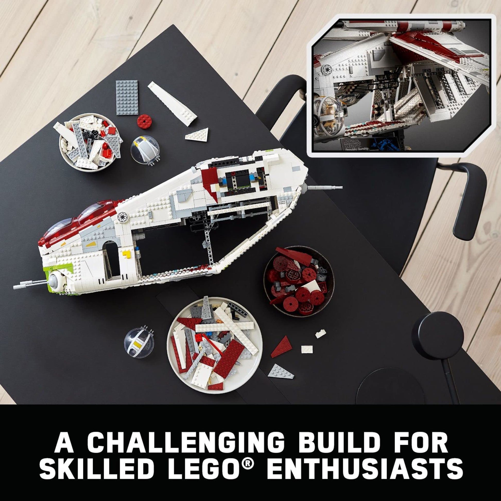 Lego Star Wars Republic Gunship 75309 UCS Display Model Kit for Adults to Build, Ultimate Collector Series, Office or Home Decor Gift Idea