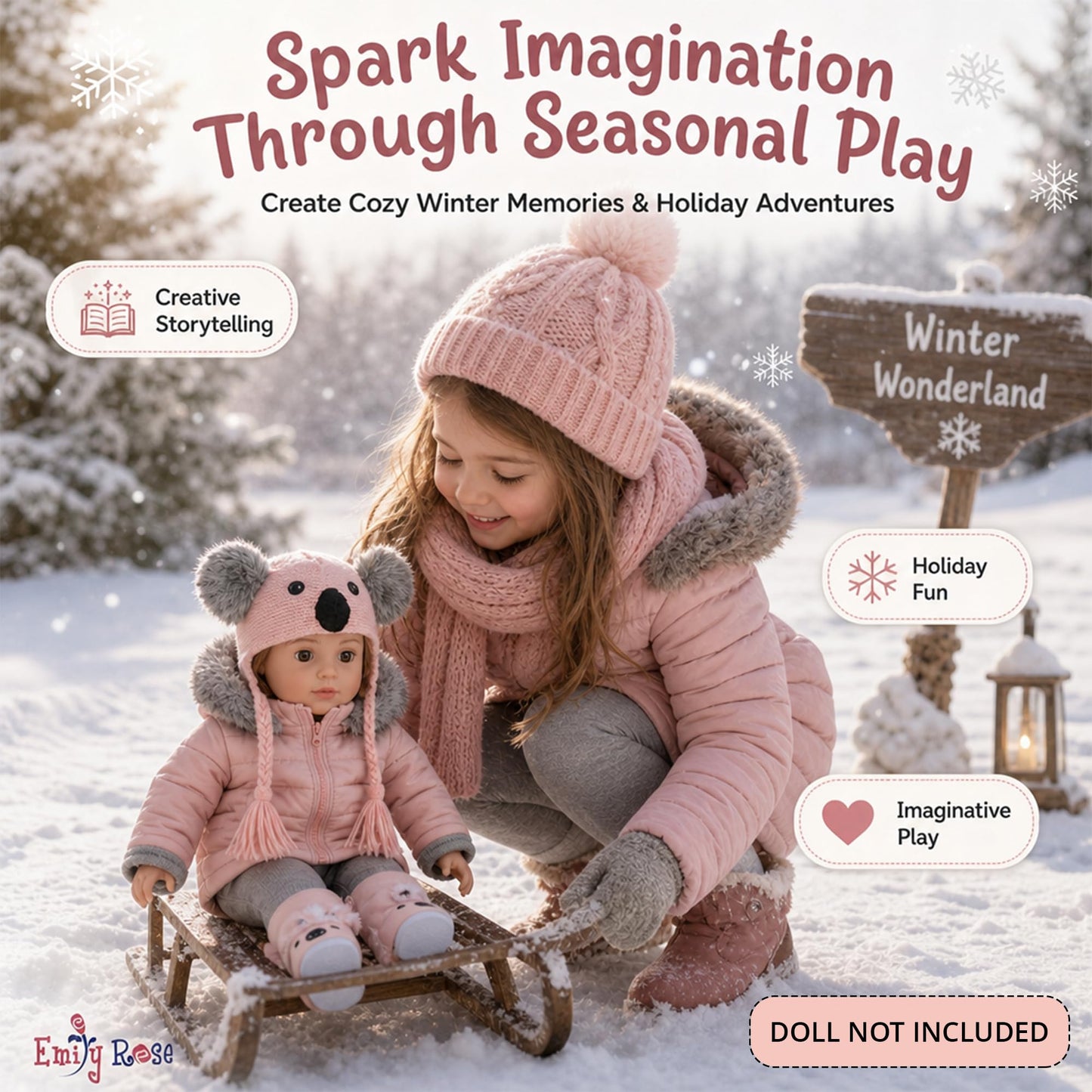 18 Inch Doll Winter Clothes Set - 4PC Koala Snow Jacket Coat Outfit with Matching Hat & Boots Compatible with American Girl, Our Generation, My Life