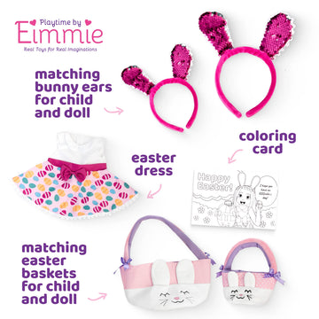 Playtime by Eimmie Doll Clothes & Accessories Set, Easter Holiday Dress with Matching Accessories, Fits American, Generation, & Similar 18-Inch Dolls