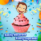 24x Curious Monkey Cupcake Toppers - Strong Picks Happy Birthday Décor, Cupcake Decorations for Kids Birthdays