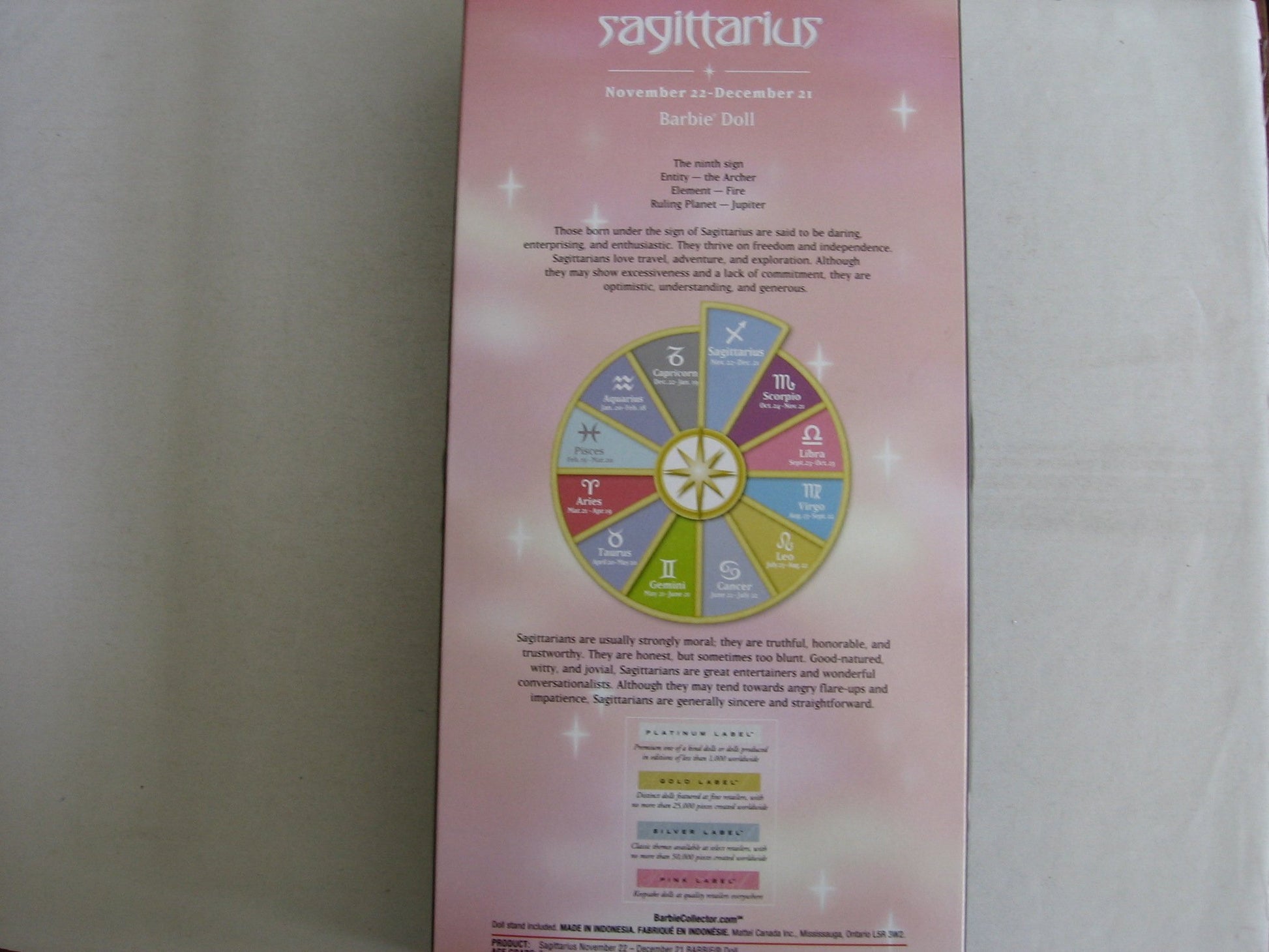 Barbie Collector "Sagittarius" Zodiac Doll - (November 22-December 21) Dark Blonde