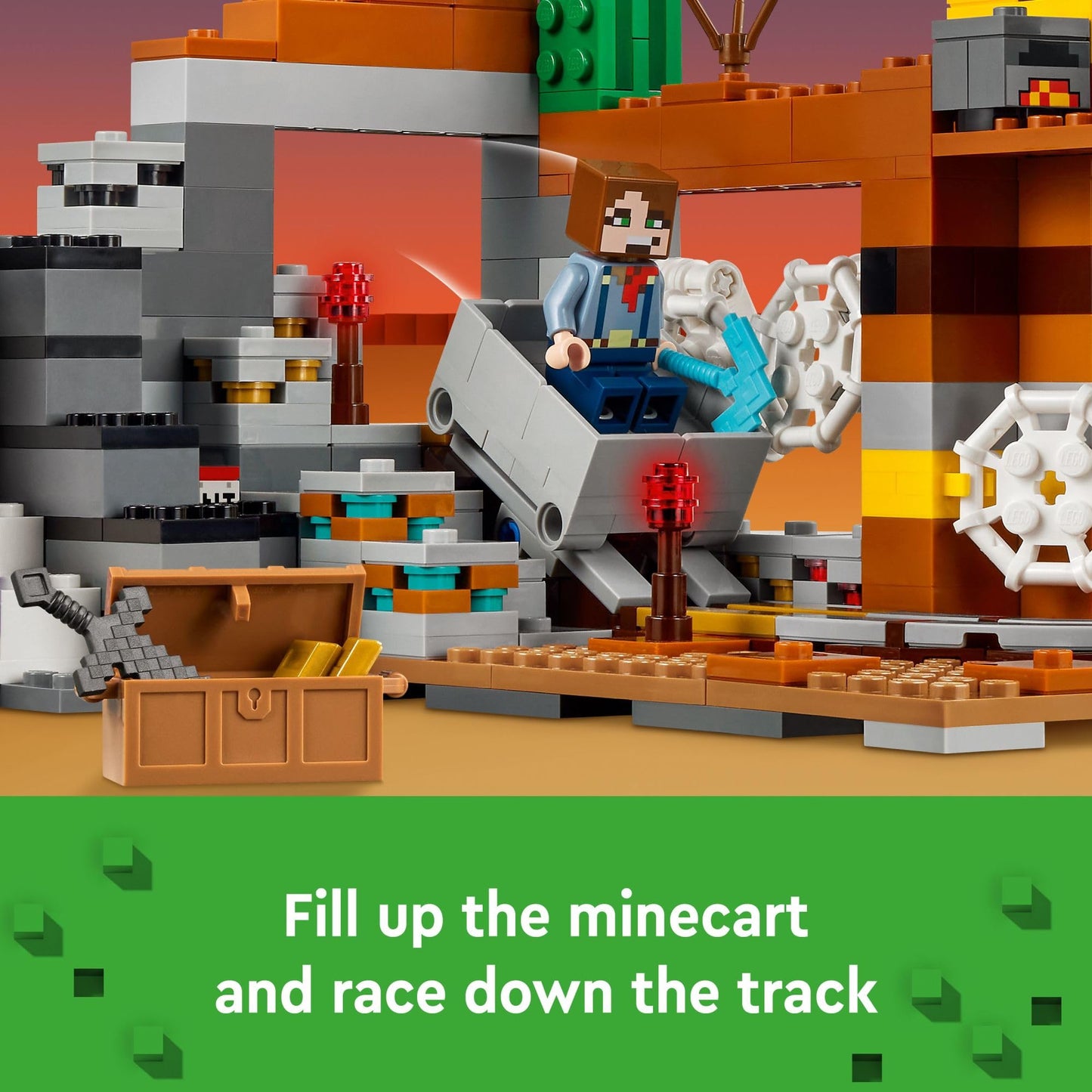 LEGO Minecraft The Badlands Mineshaft - Building Toys for Boys & Girls, Ages 8+ - Video Game Toy for Kids - W/Minecraft Minifigures - Gift