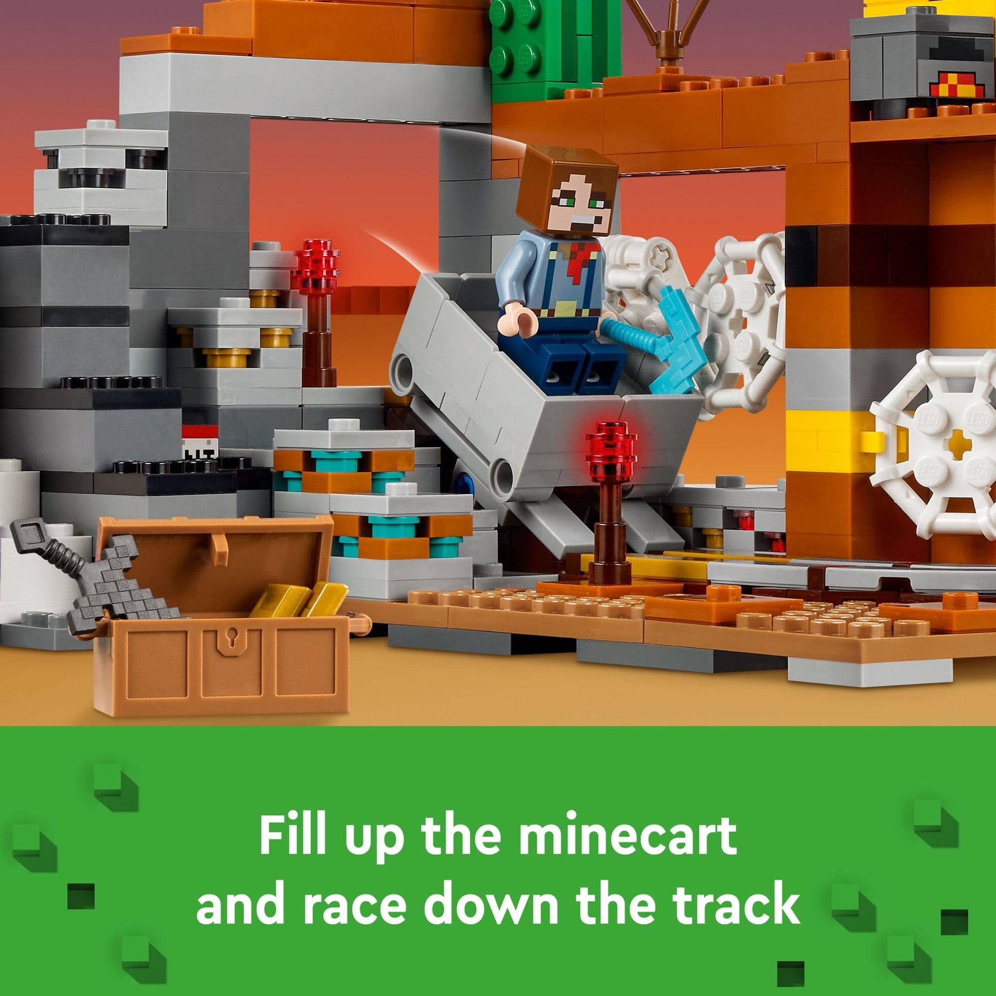 LEGO Minecraft The Badlands Mineshaft - Building Toys for Boys & Girls, Ages 8+ - Video Game Toy for Kids - W/Minecraft Minifigures - Gift