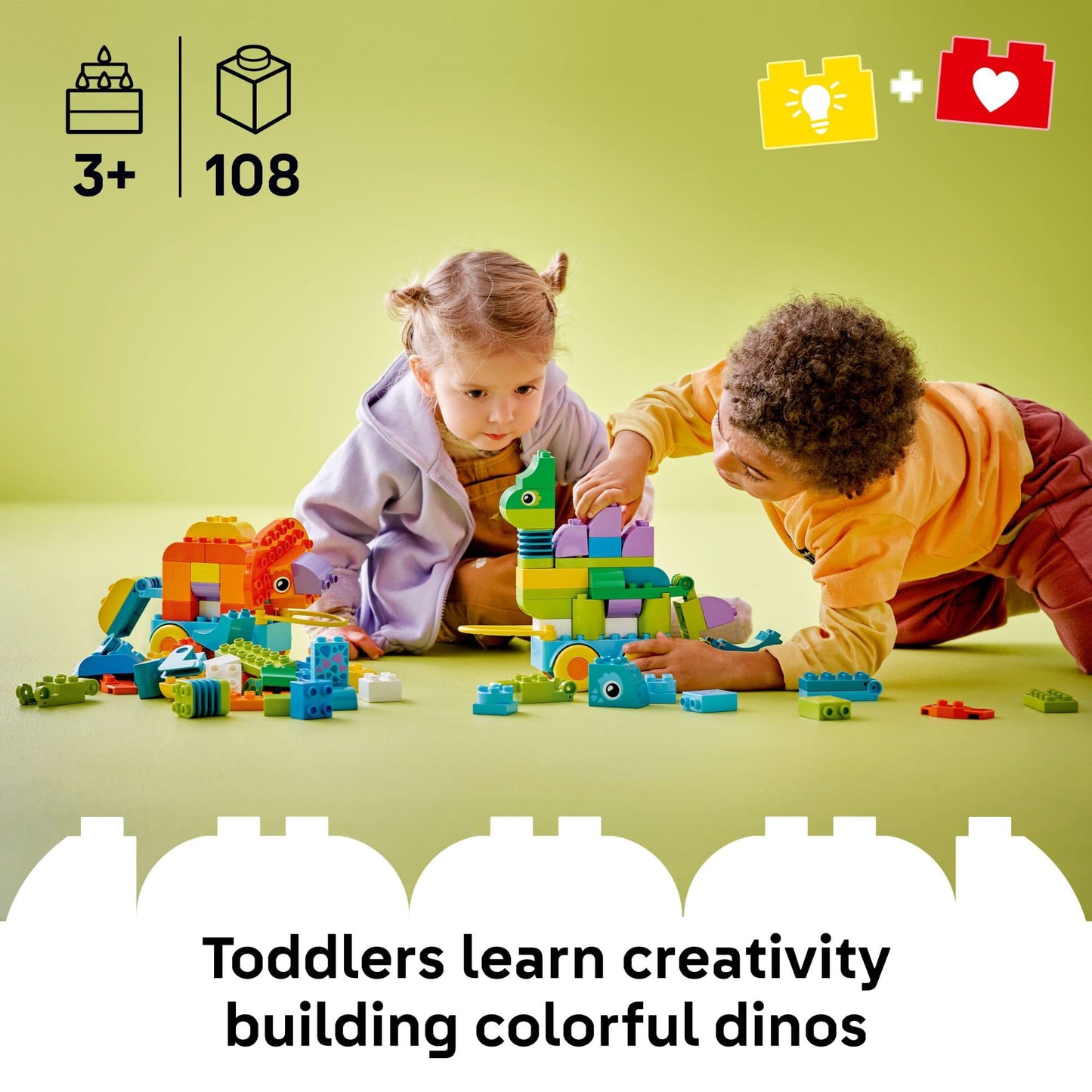 LEGO DUPLO Town 3 in 1 Dinosaurs on Wheels Learning Toy for Toddler Boys & Girls, Ages 3+ - Building & Education Play Set Teaches Problem-Solving