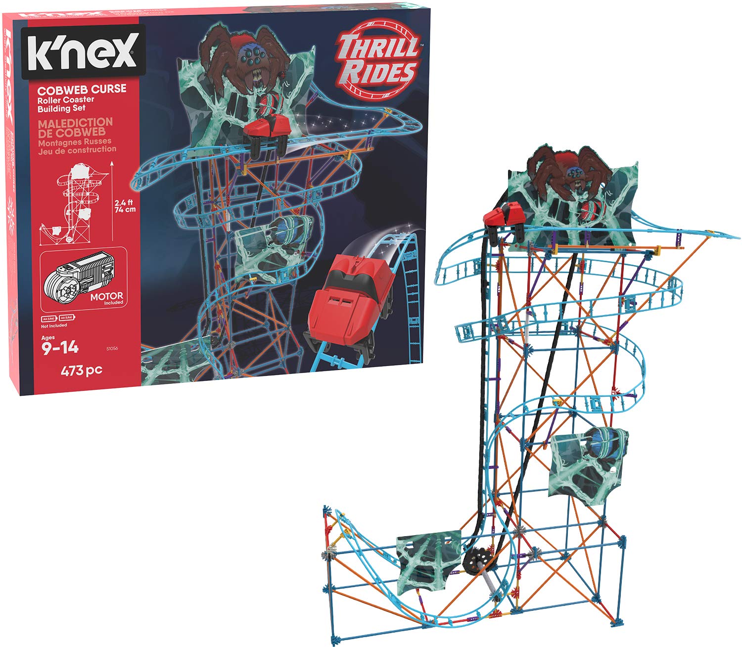 K'NEX Thrill Rides - Cobweb Curse Roller Coaster Building Set - 473Piece - Ages 9+ Construction Educational Toy Building Set