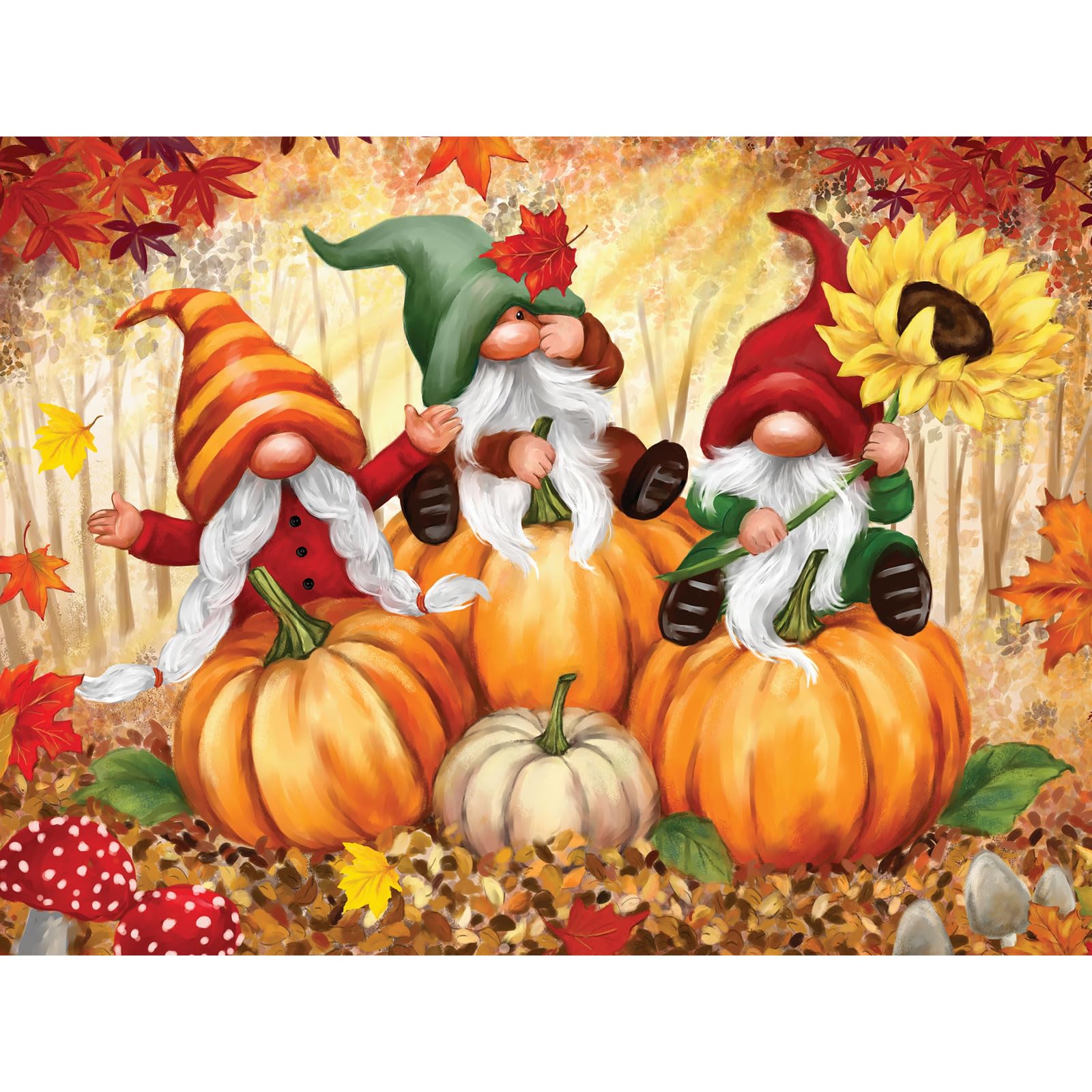Bits and Pieces -Jigsaw Puzzle for Adults - Fall Gnomes - Autumn Pumpkins Jigsaw Puzzle by Makiko (1000 Piece Puzzle)